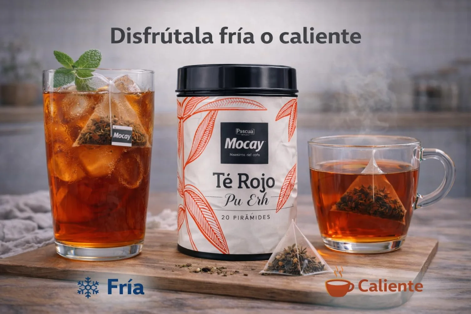 Caffé Mocay Pu Ehr Té Rojo Infusión Pack 2 Latas 40 Pirámides Compostables