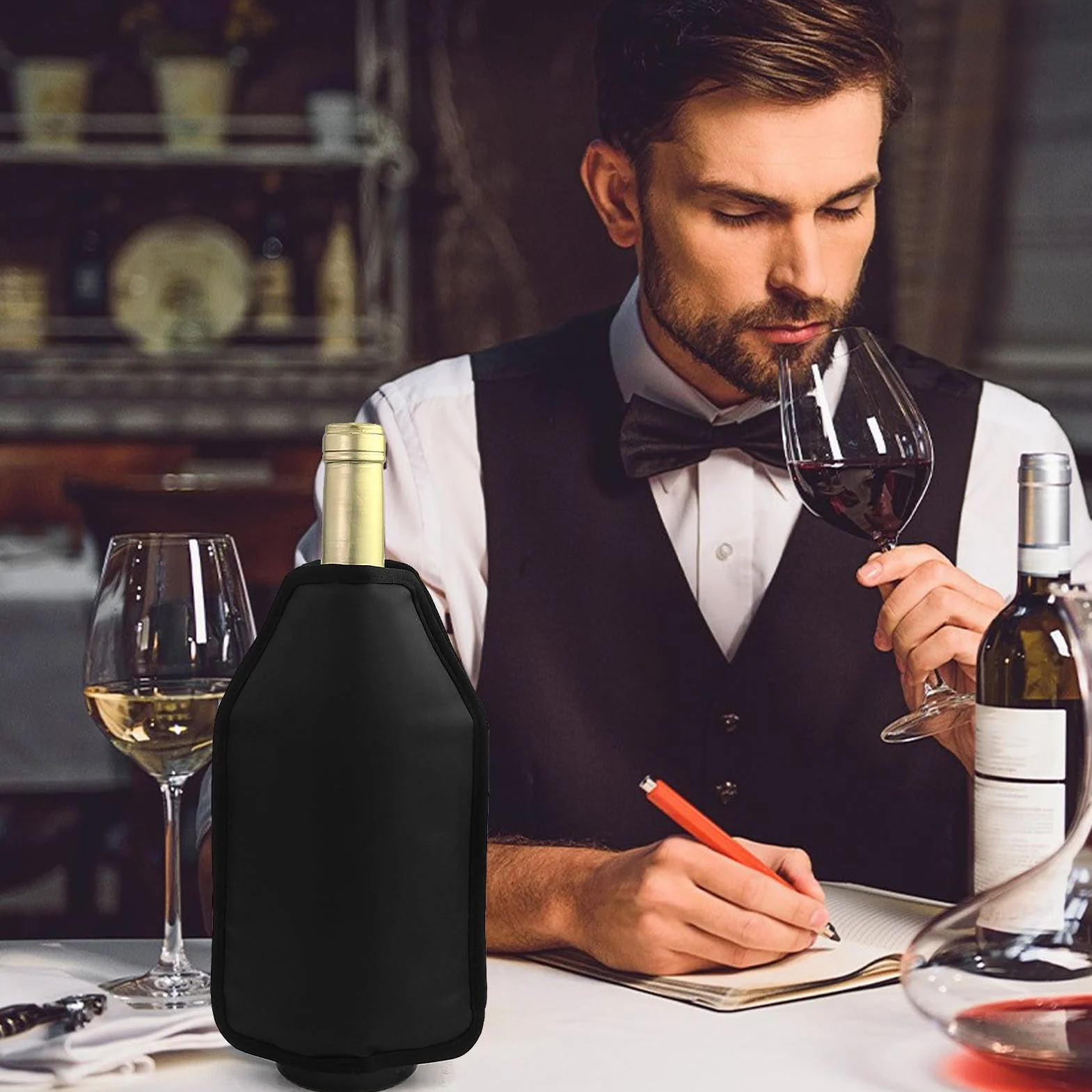 2 Piezas Enfriadora de Botella de Vino, Enfriador Rápido para Vino Cubierta Refrigeradora Wine Cooler de Gel Refrigerador Bolsa Enfriador para Vino Espumoso Champán Cerveza