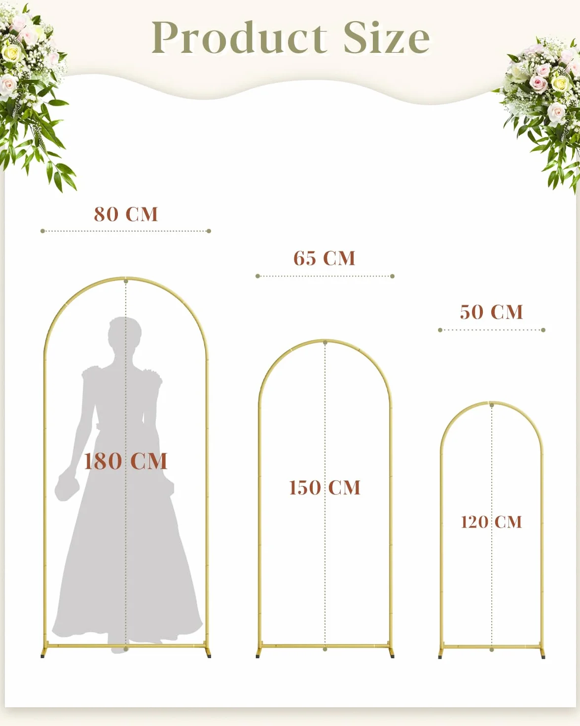 Arco de boda conjunto soporte metal dorado pies 6 5 4 marco decoración ceremonia