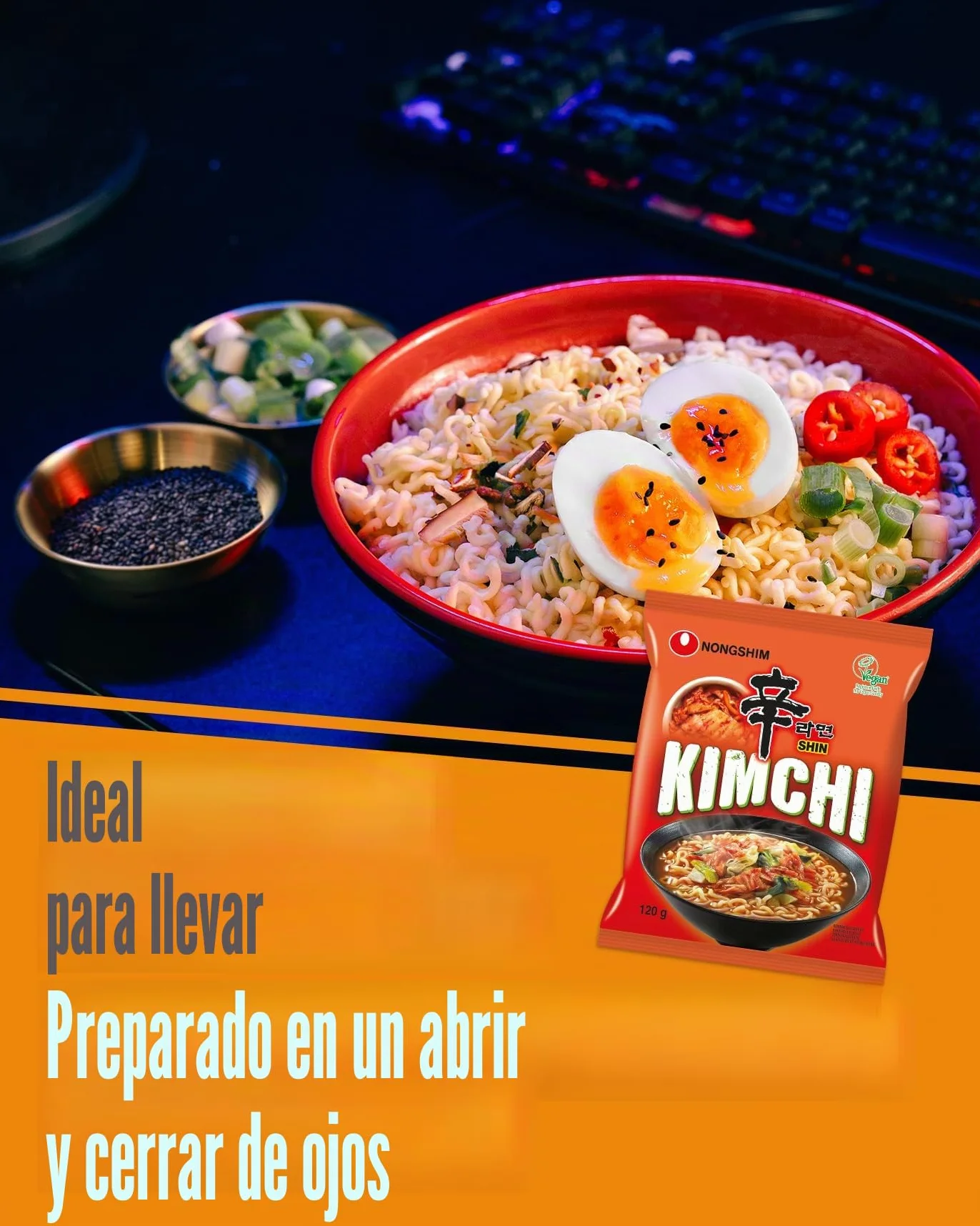 NONGSHIM Sopa De Fideos Instantánea Kimchi, Paquete De 20 (20 X 120 GR)
