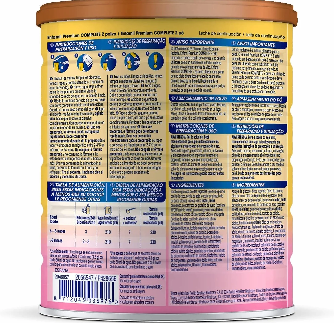Enfamil Premium Complete 2 Leche Infantil Continuación 800 g