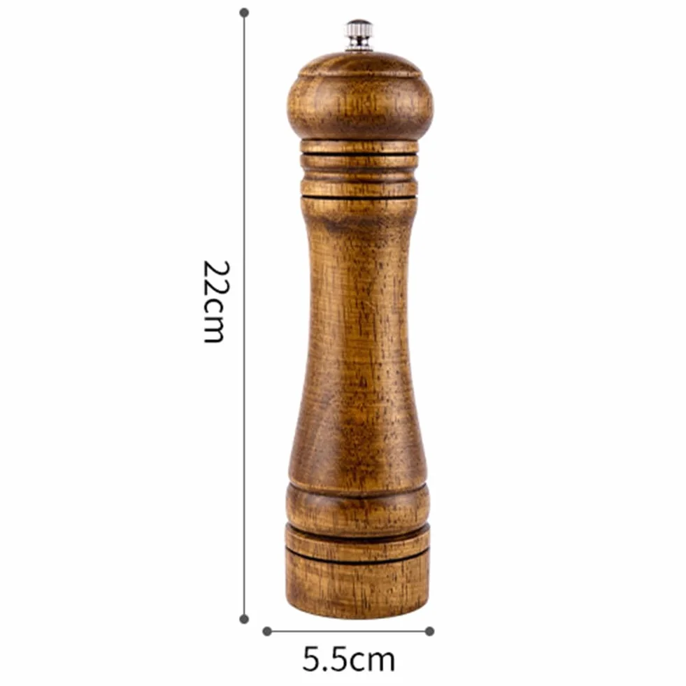 Molinillo de pimienta de madera, molinillo de sal manual, molinillo de pimienta ajustable de grosor recargable, triturador de granos de pimienta, para cocina, mesa, herramientas de condimento, 25,4 cm