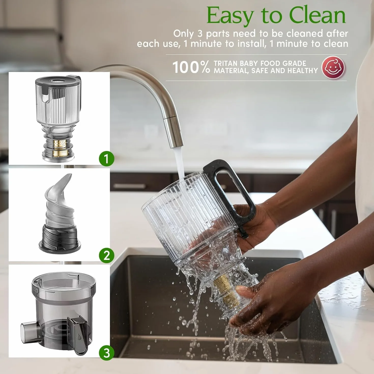 Anybear 124mm Extractor Zumos | 350W Exprimidor Doble Lento | Alto Rendimiento | Tritan Sin BPA | Recetas(Gris Oscuro)