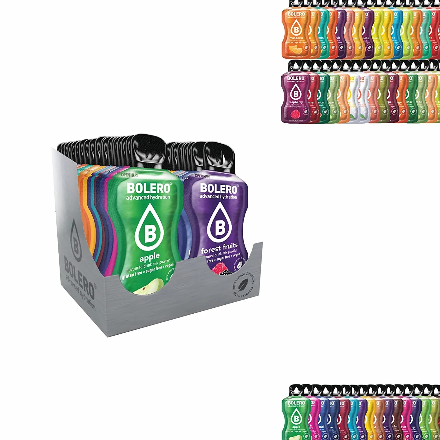 Bolero Drinks STICKS MIX Paquete de Introducción 74x3g Polvo de Bebida Sin Azúcar con Stevia Vitamina C