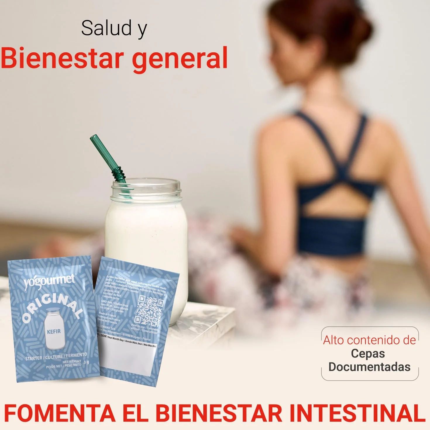 Yogourmet Fermentos para Kéfir 6 Sobres 6 Litros Natural Sin Gluten Kosher Halal