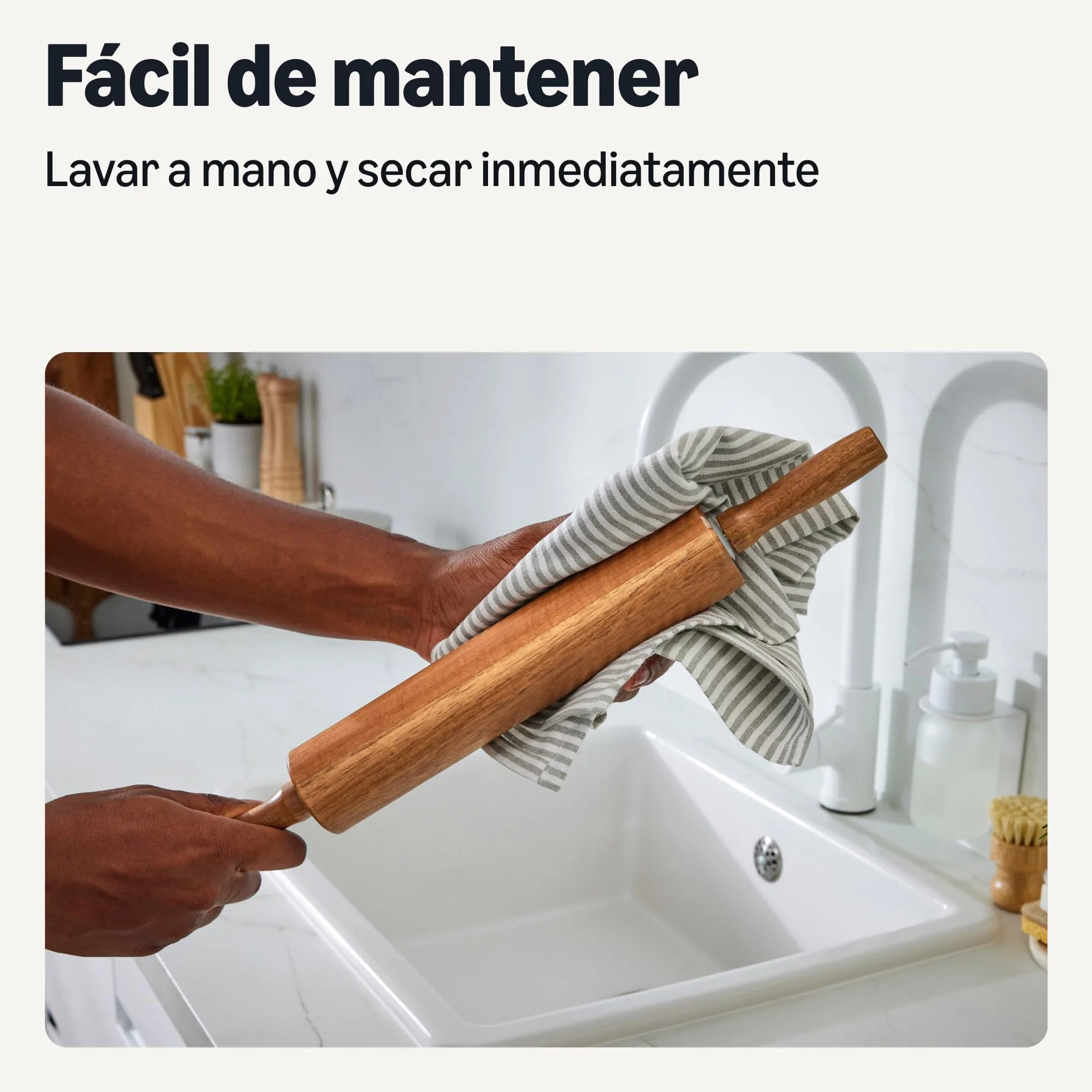 Amazon Basics Rodillo de Madera de Acacia, 43,2cm