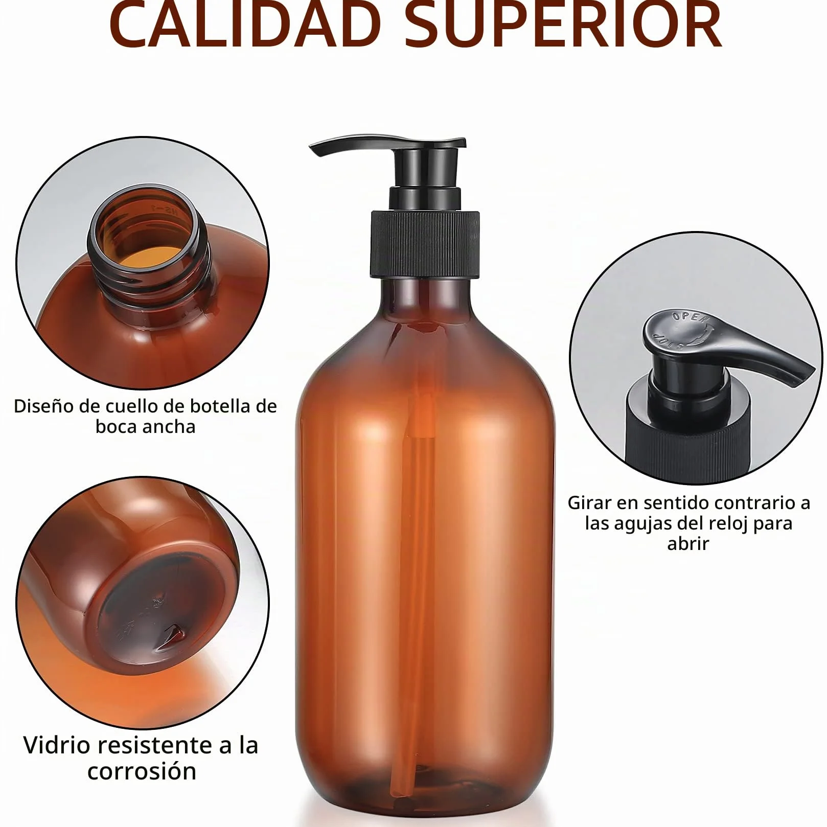 Botes Botellas dispensadores dosificador vacías 500ml plastico para loción champu gel jabon manos ducha rellenables baño