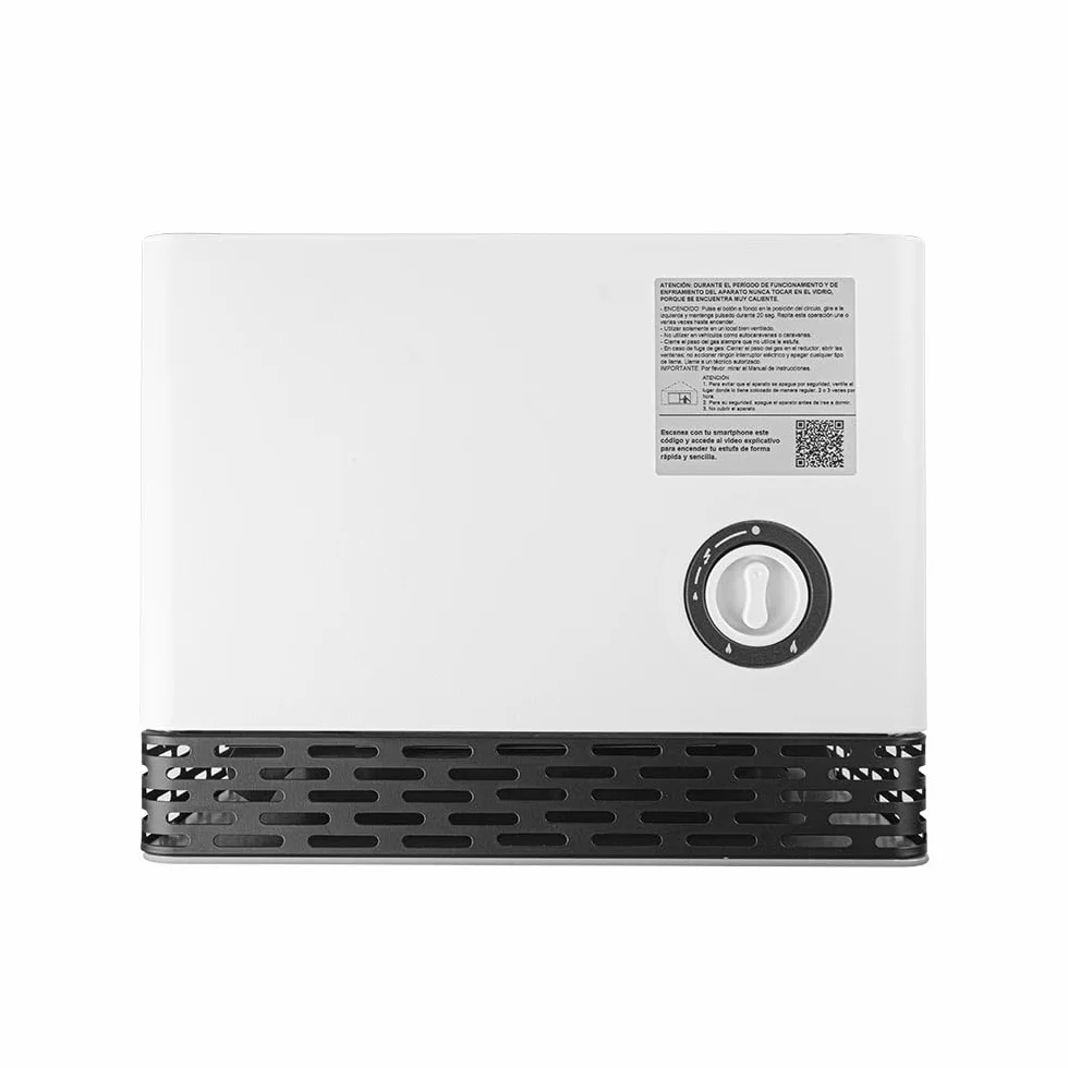 Estufa llama azul. Frontal de cristal templado. Potencia máxima 3.800 Kw. Tecnología "llama azul". Triple sistema de seguridad
