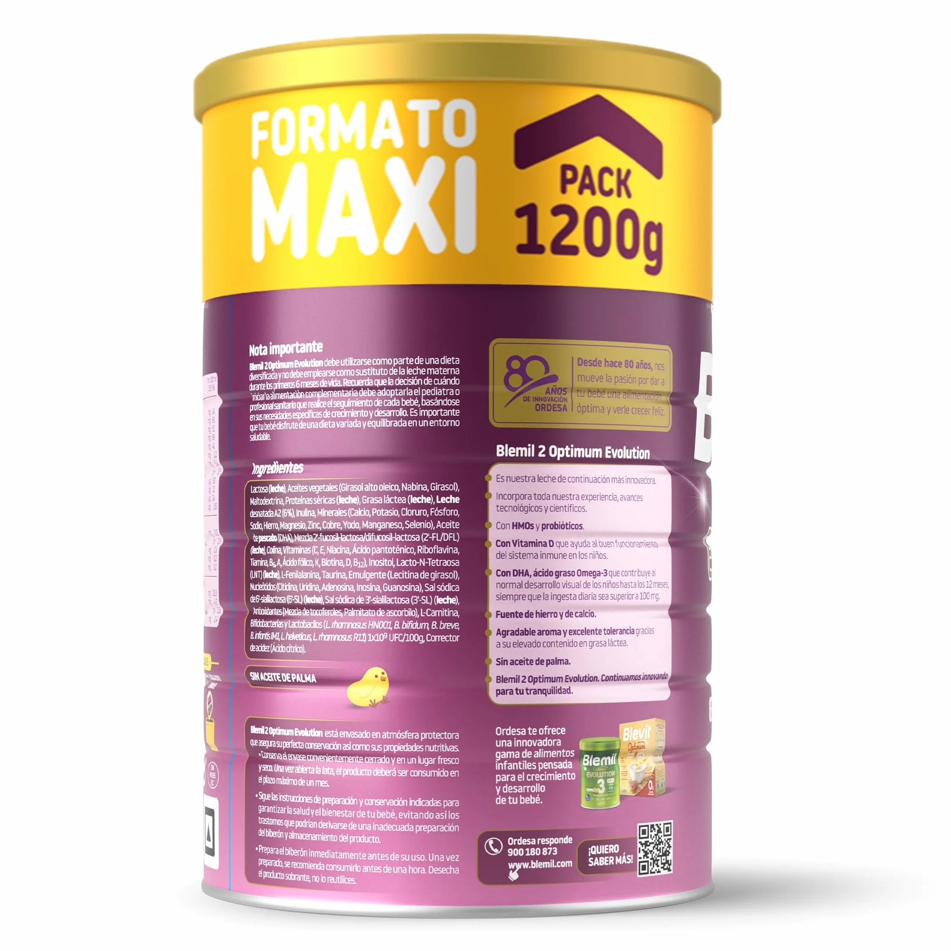 Blemil 2 Optimum Evolution 3PACK Leche de Continuación en polvo para Bebé 6 Meses 1200g