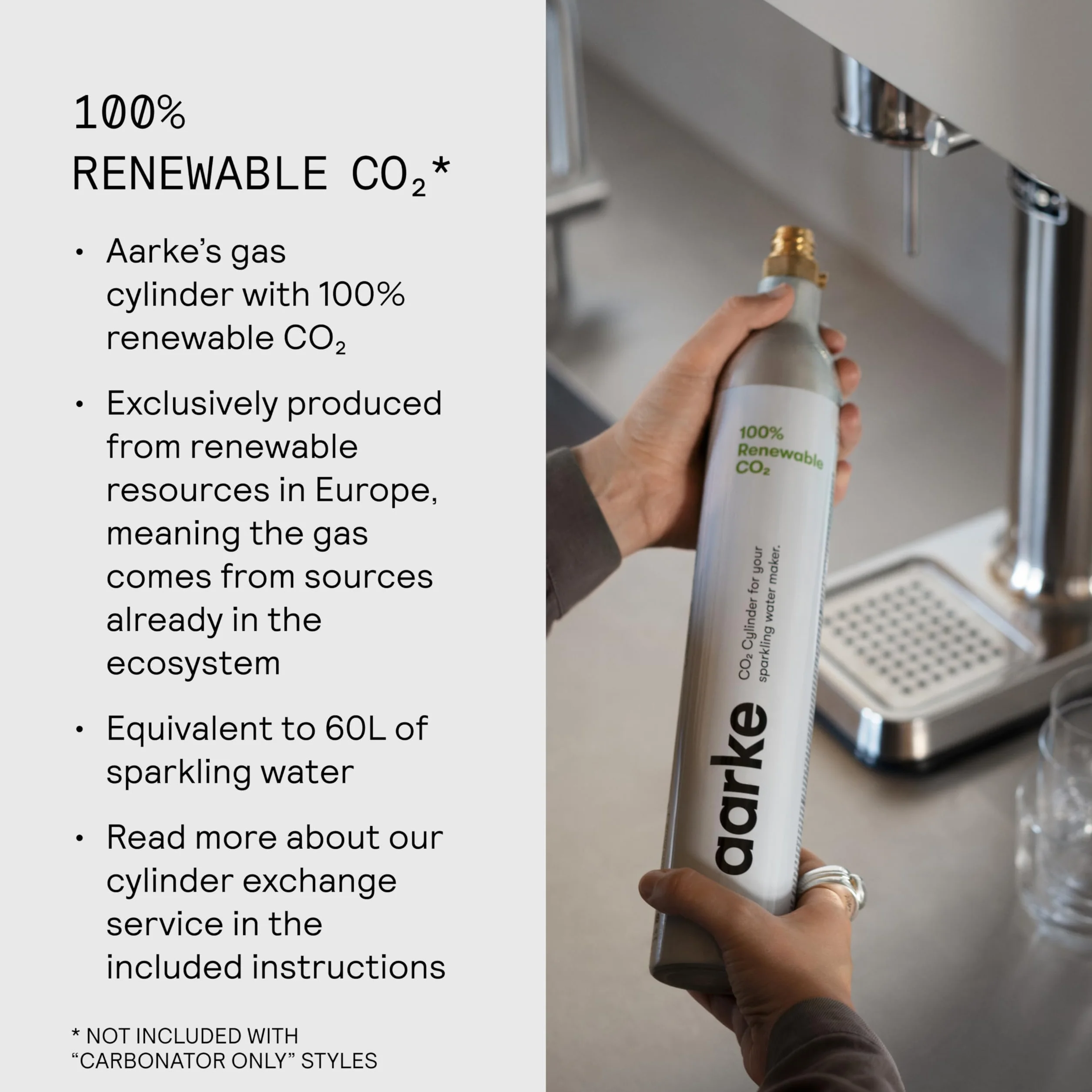 Aarke Carbonator 3 fabricante de agua con gas acero inoxidable acabado arena 60 litros CO2