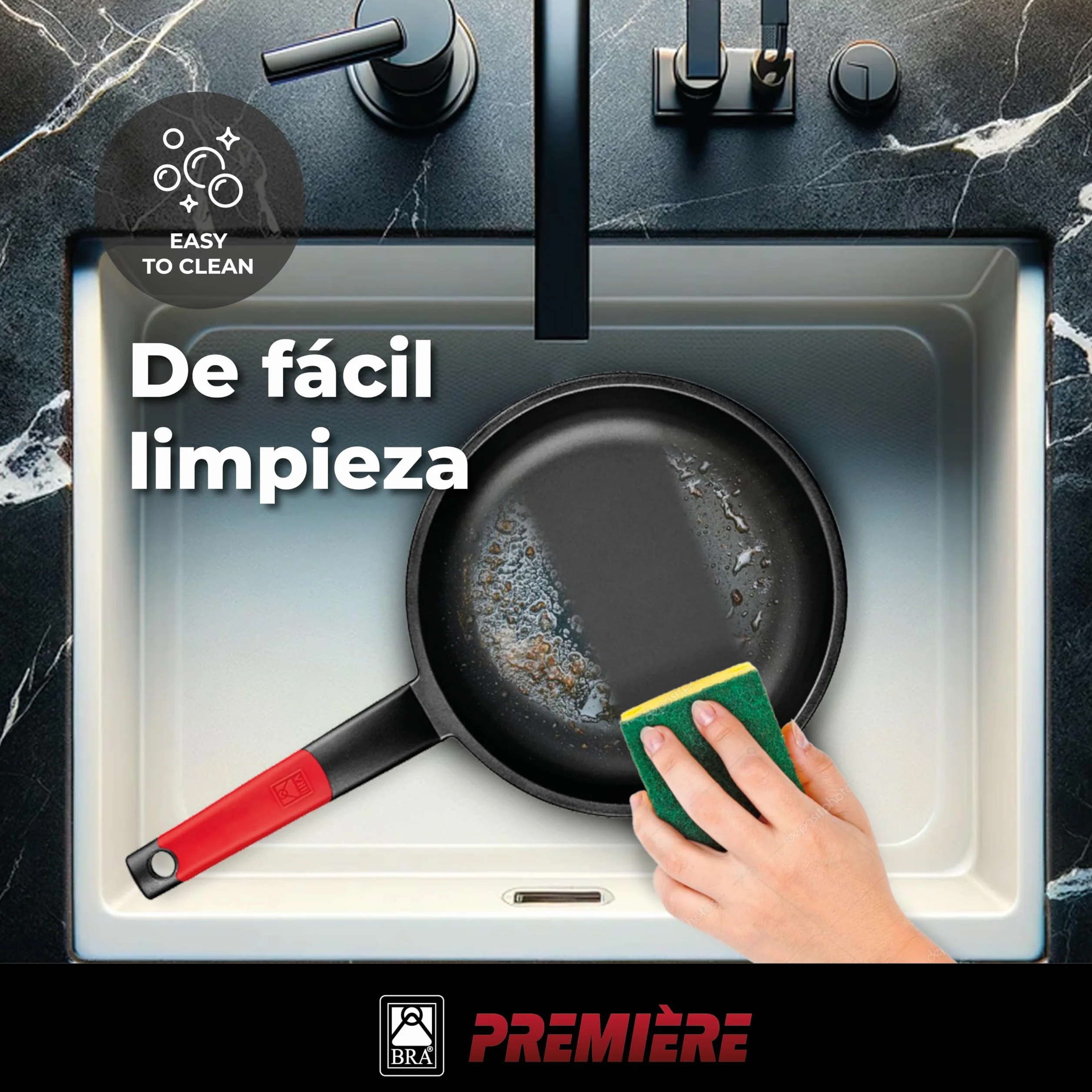 BRA Premiere Set de Sartenes Aluminio Fundido 20 y 24 cm Antiadherente Apto para Inducción Rojo