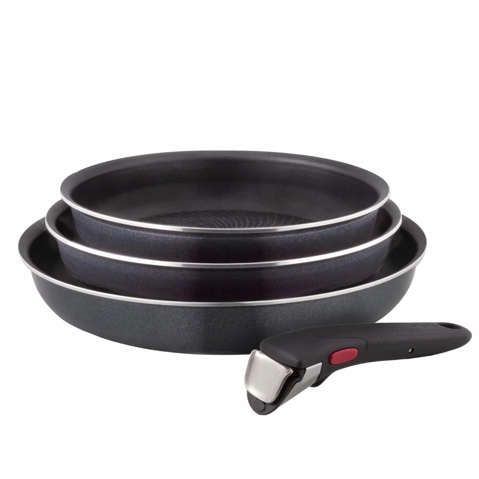 Tefal Ingenio Enjoy Juego de 3 Sartenes 22/24/28 cm Mango extraíble Apto inducción Antiadherentes Titanio Thermo-signal