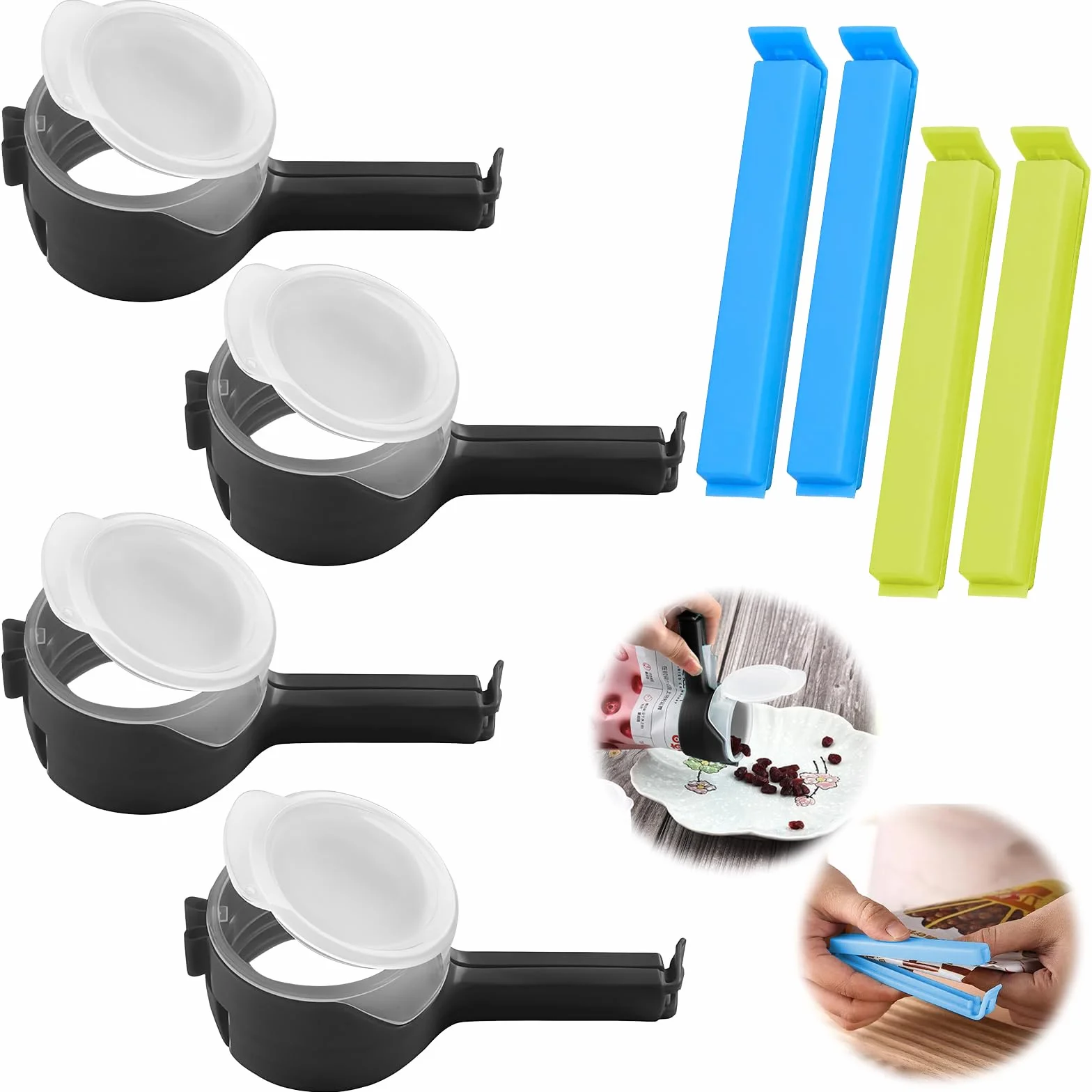 4 piezas pinzas bolsas alimentos snackclip snack clips pinzas para cerrar bolsas de alimentos pinzas comida Resistentes a la humedad, cierran aperitivos, arroz, frutos secos, cereales
