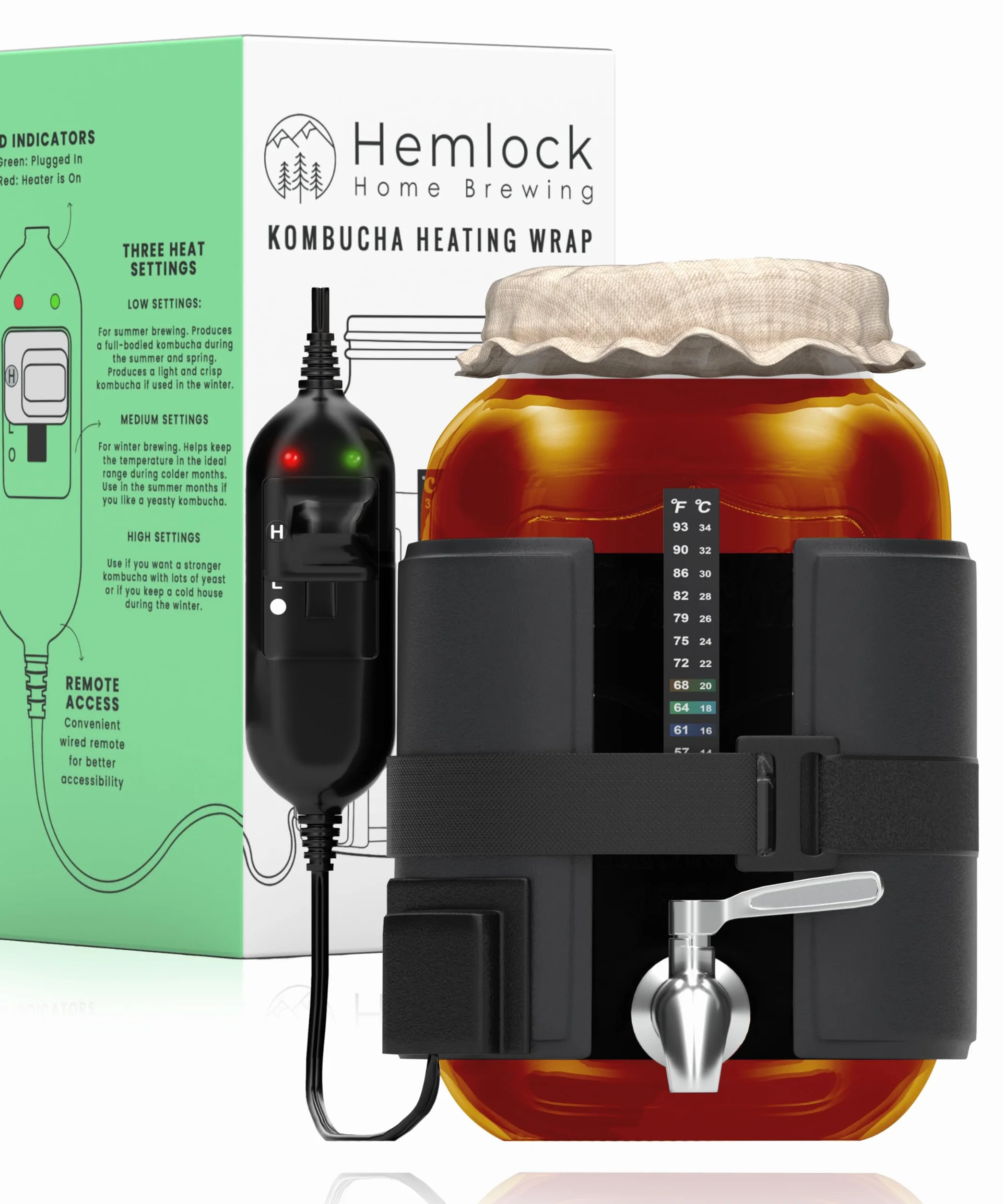 Hemlock Home Brewing Kombucha - Calentador de fermentación con Control de Temperatura