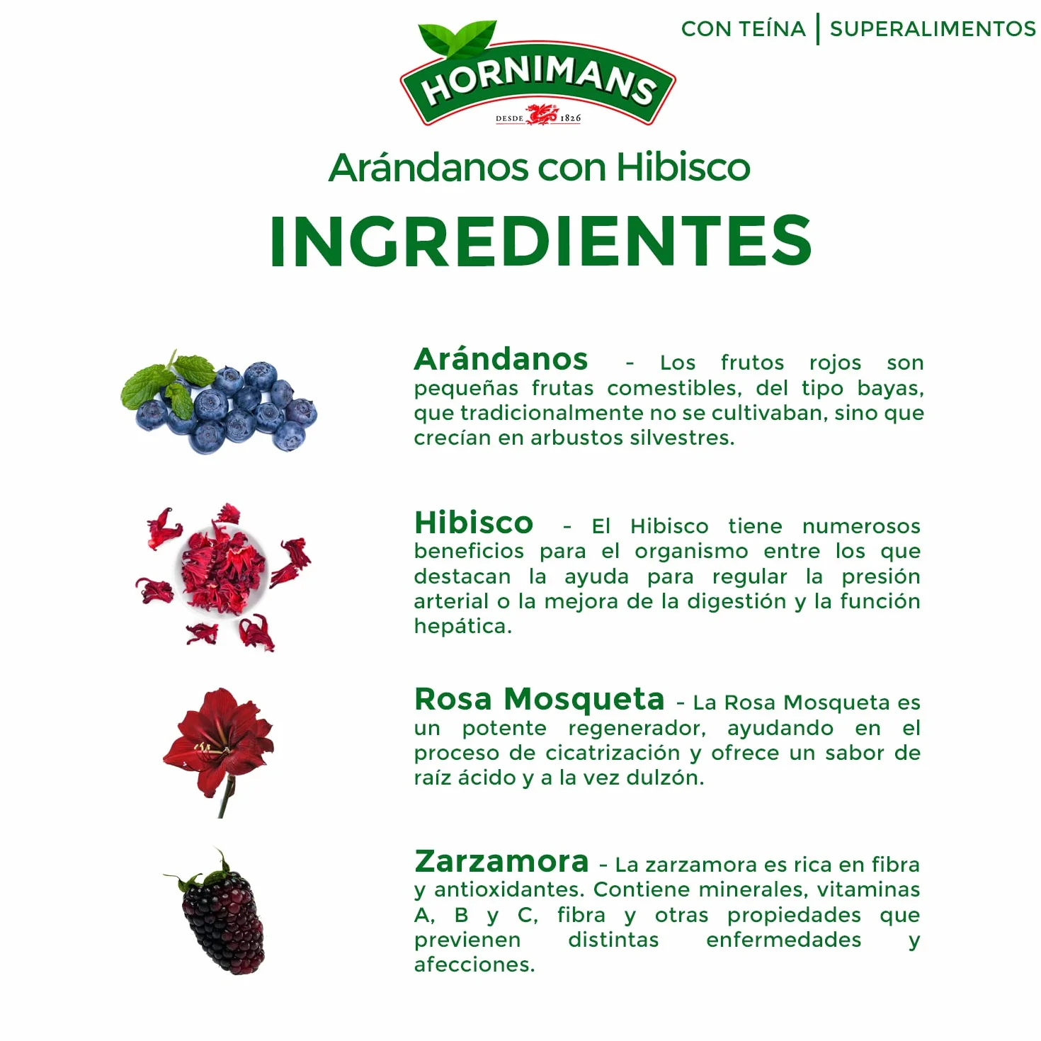Hornimans Infusión de Arándanos con Hibisco 100% Natural 20 bolsitas