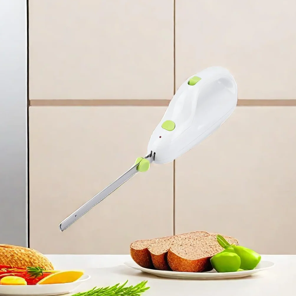 Brrnoo Cuchillo de Pan Eléctrico, Cuchillo Eléctrico para Carne Congelada, Cuchillo Electrico Cocina Acero Inoxidable, para Cortar Carne, Jamonero, Pan, Queso, Verduras y Frutas,