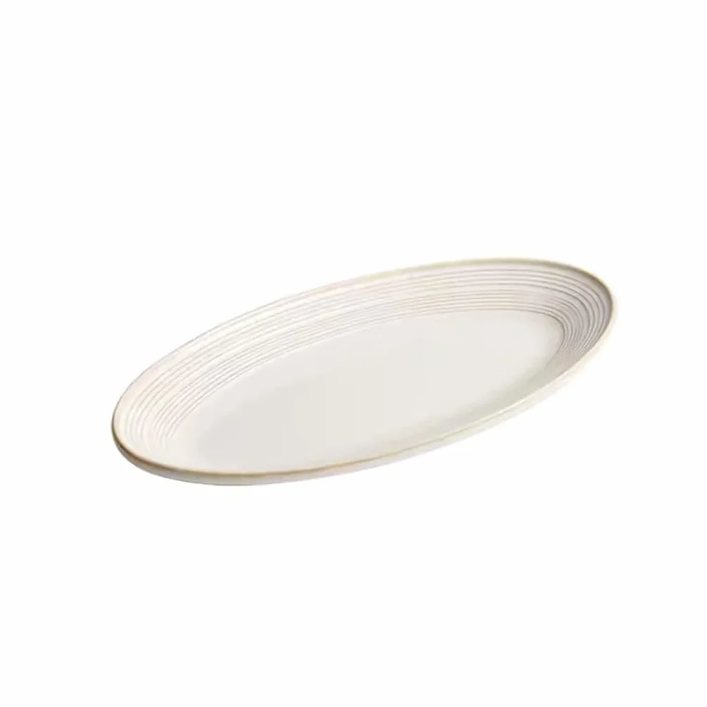 Platos para comer Plato de pescado profundo Plato de pescado al vapor for el hogar Plato grande Tazón Vajilla ligera de lujo Plato resistente a altas temperaturas Plato de cena Platos para la cena(M)
