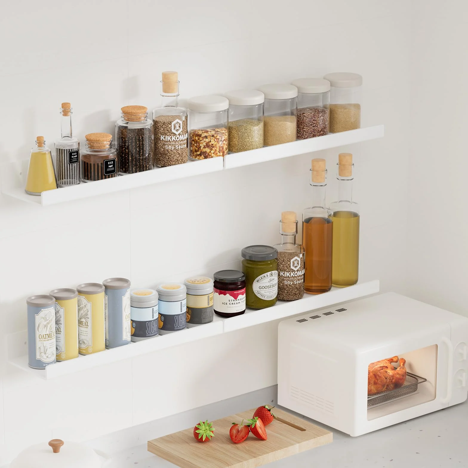 Gucass Estantería Pared Sin Taladrar 30cm Estantes Flotantes Acrílico Blanco Decoración Baño Cocina