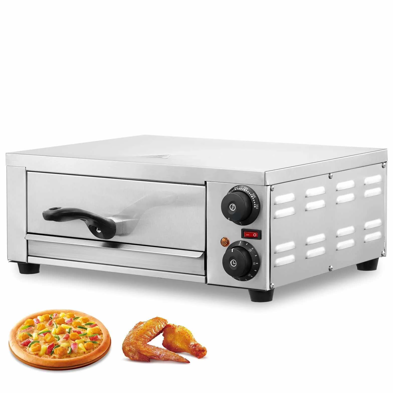 VEVOR Horno de pizza eléctrico 12 pulgadas 1500 W control temperatura temporizador