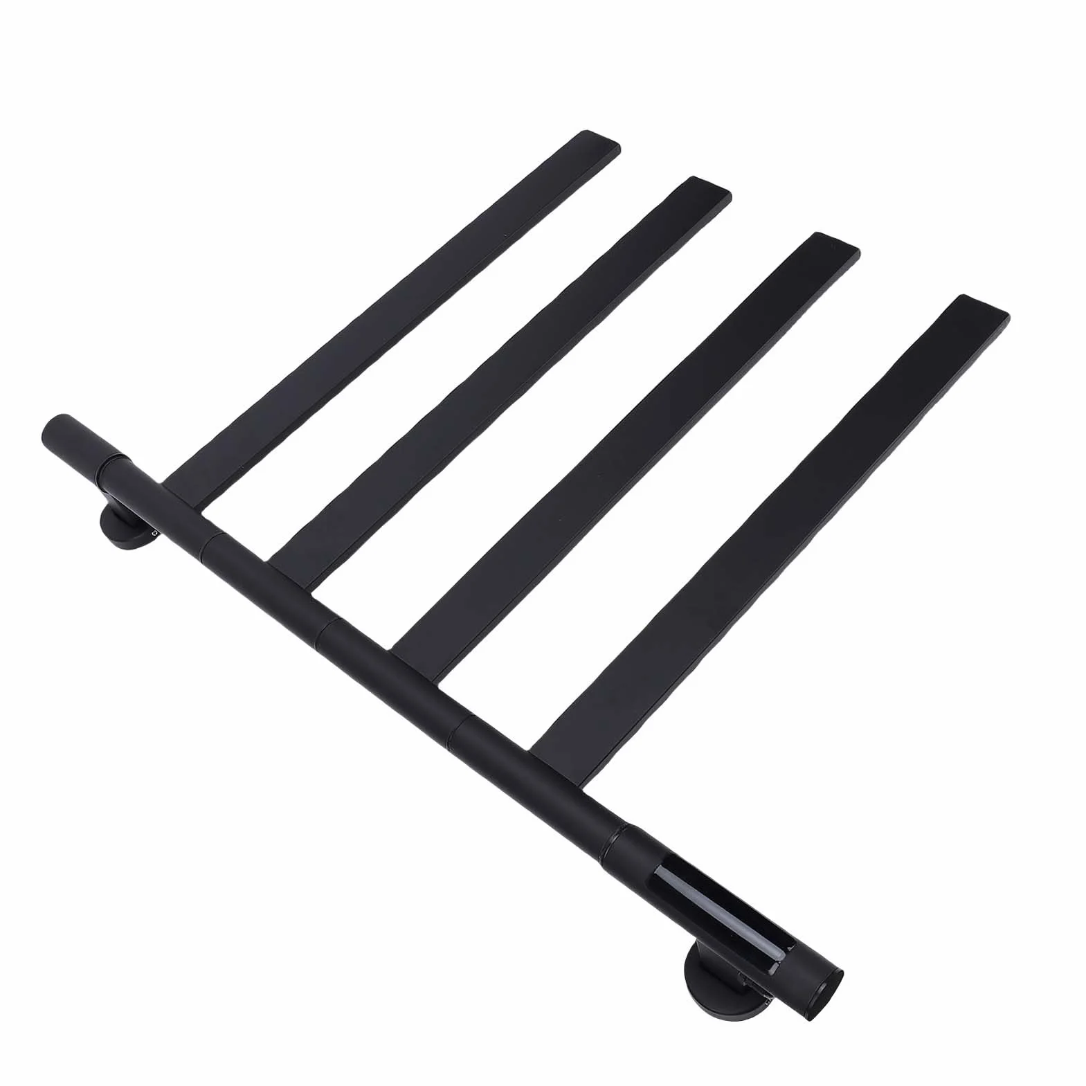 FTVOGUE Toallero Eléctrico Inteligente con Calefacción, Calentador de Toallas con Calefacción de 75 W, Calentamiento Rápido, 4 Brazos Giratorios de 180° con (Tubo Cuadrado Negro Giratorio (Enchufe