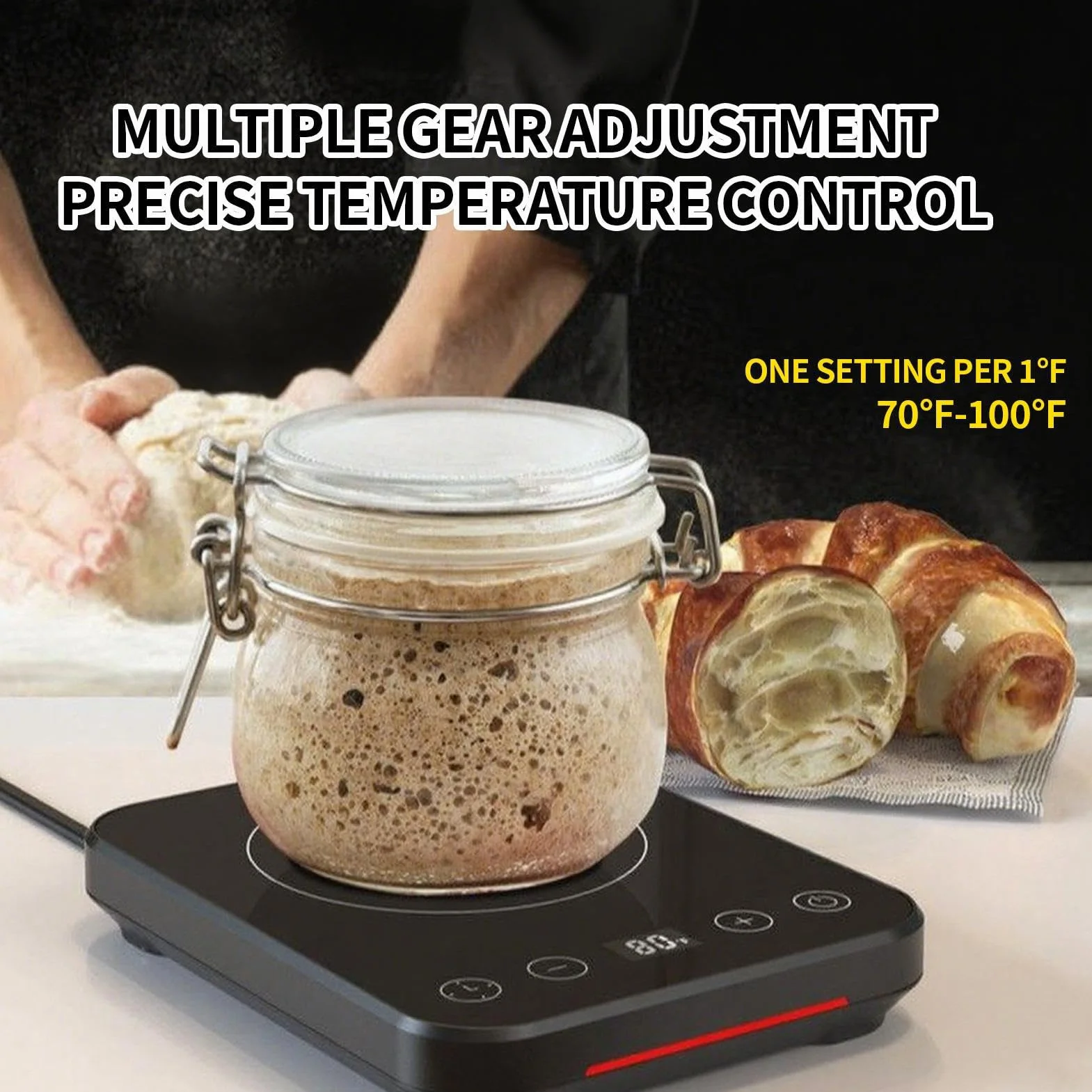 Calentador de | Herramienta de Fermentación con Temporizador | Alfombrilla de Fermentación con Temperatura Controlada y Temporizador para Pan, Queso, Café, Cocina y Casa