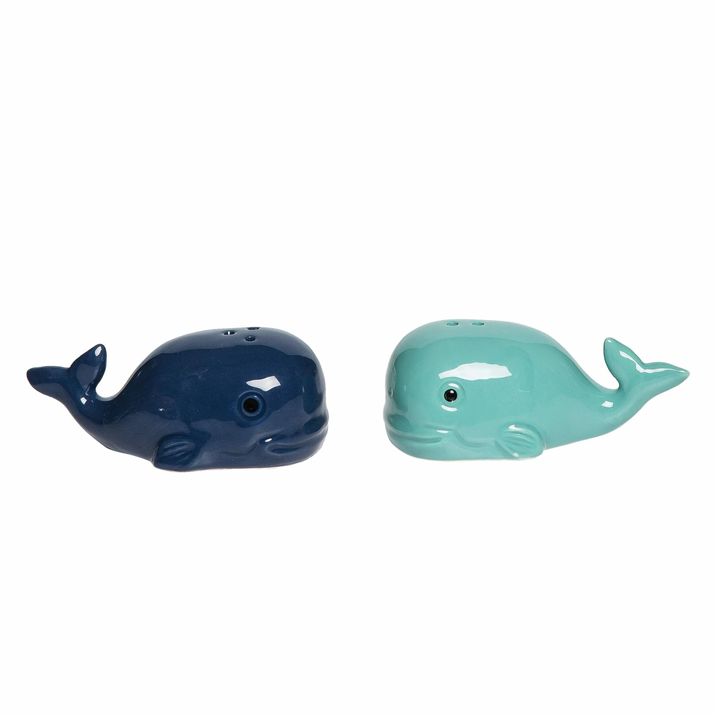 Beachcombers Juego de salero y pimentero de ballena S/2 decoración de playa costera 3.7 x 1.57 x 1.5 pulgadas, azul