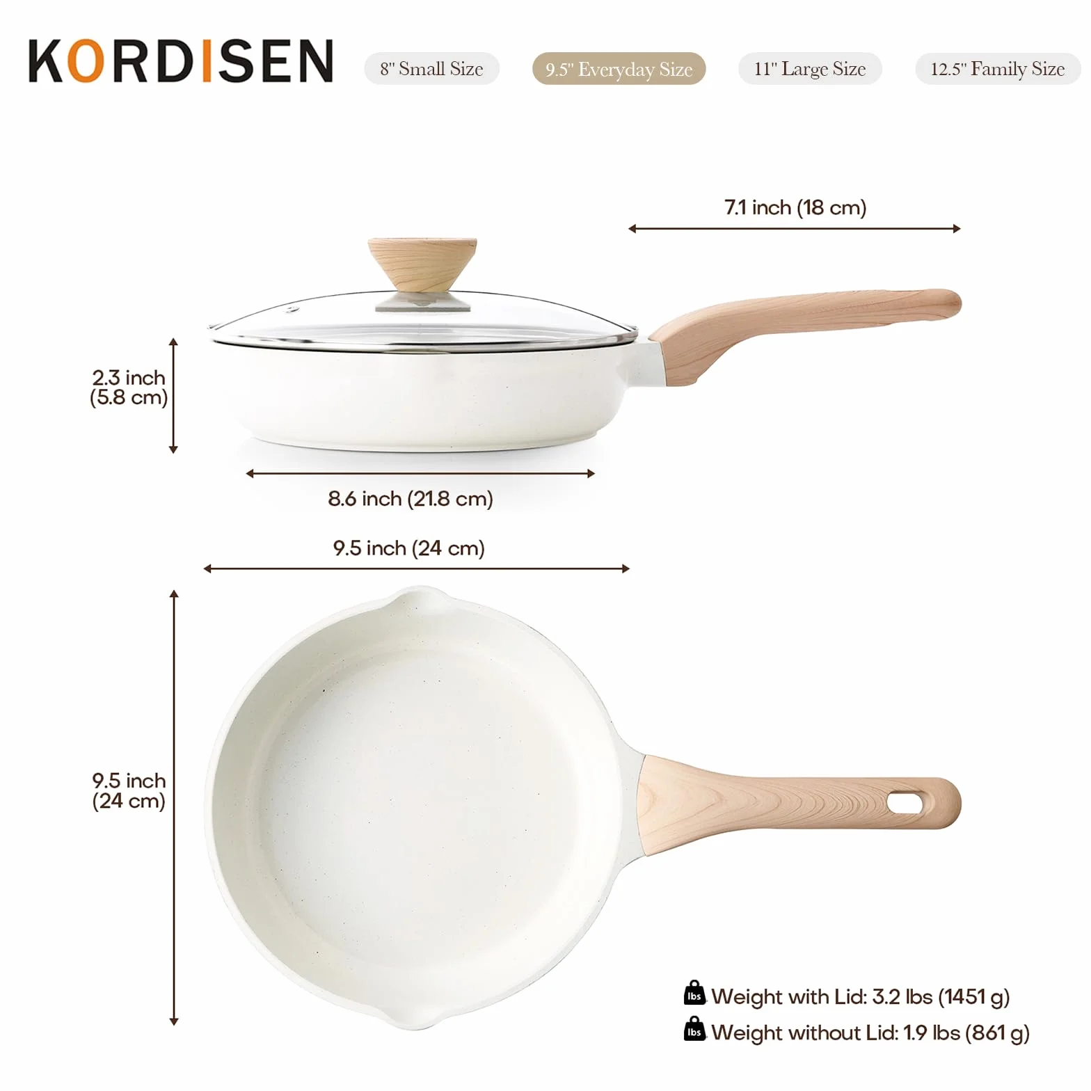 Kordisen Sartén Cerámica 24 cm Antiadherente Inducción Sin PFOA PFAS