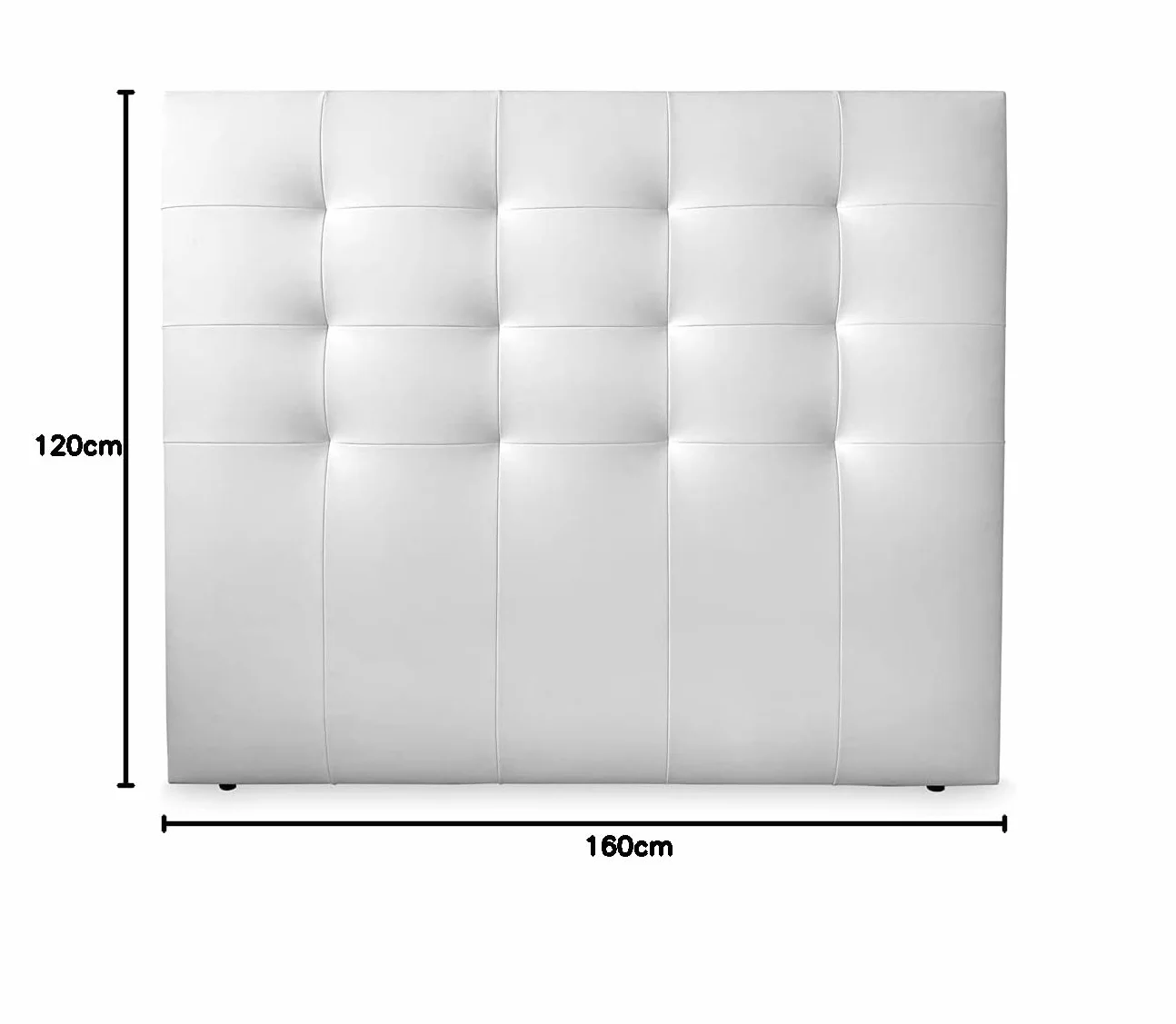 Cabecero Modelo París Acolchado Tapizado en Polipiel 160 x 120 cm Blanco