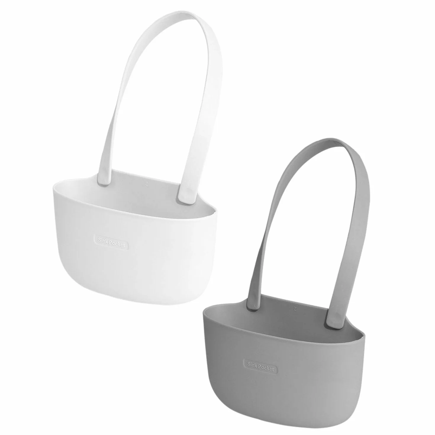 2 Piezas Cesta Colgante Escurridor, Cesto Colgante Escurreplatos Cocina, Portaesponjas Colgantes Fregadero, Estante Fregadero, Mantenga Secas Las Esponjas, Toallas y Jabones (Blanco+Gris Oscuro)