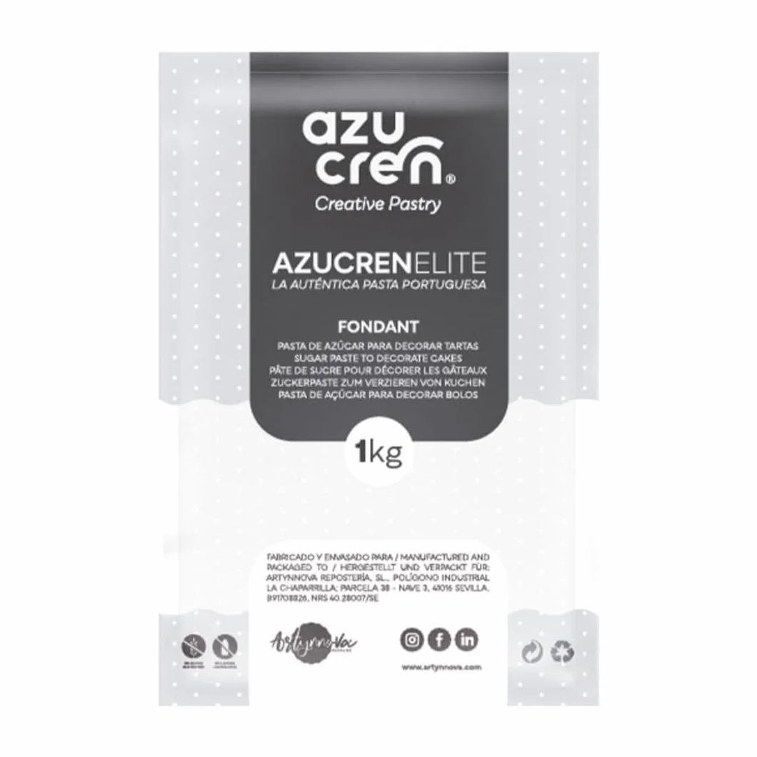 Azucren Fondant 1 Kg Pasta de Azucar Blanco para Cubrir Tartas