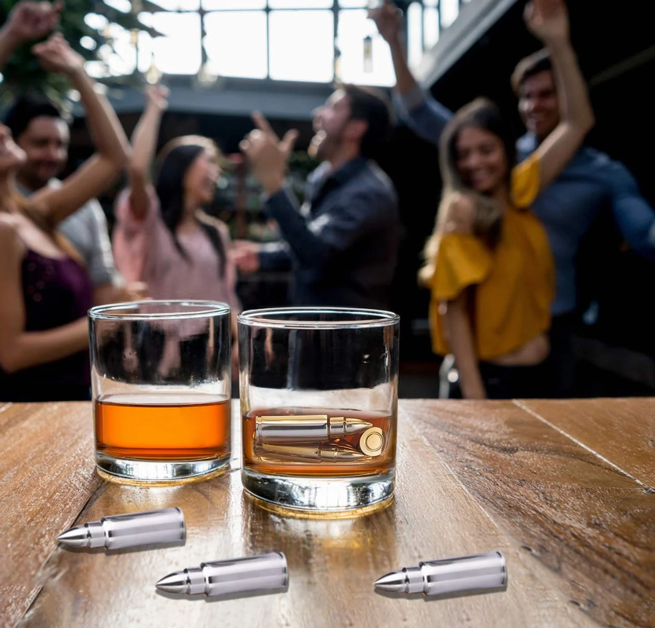 Dia del Padre Regalos Cubitos Hielo Whisky Set De 6 para Regalo Wiskhy Alcohol Cubitos Acero Inoxidable Cubos Enfriadores Bala De Acero Inoxidable para Cubitos De Hielo Bullet Reutilizables