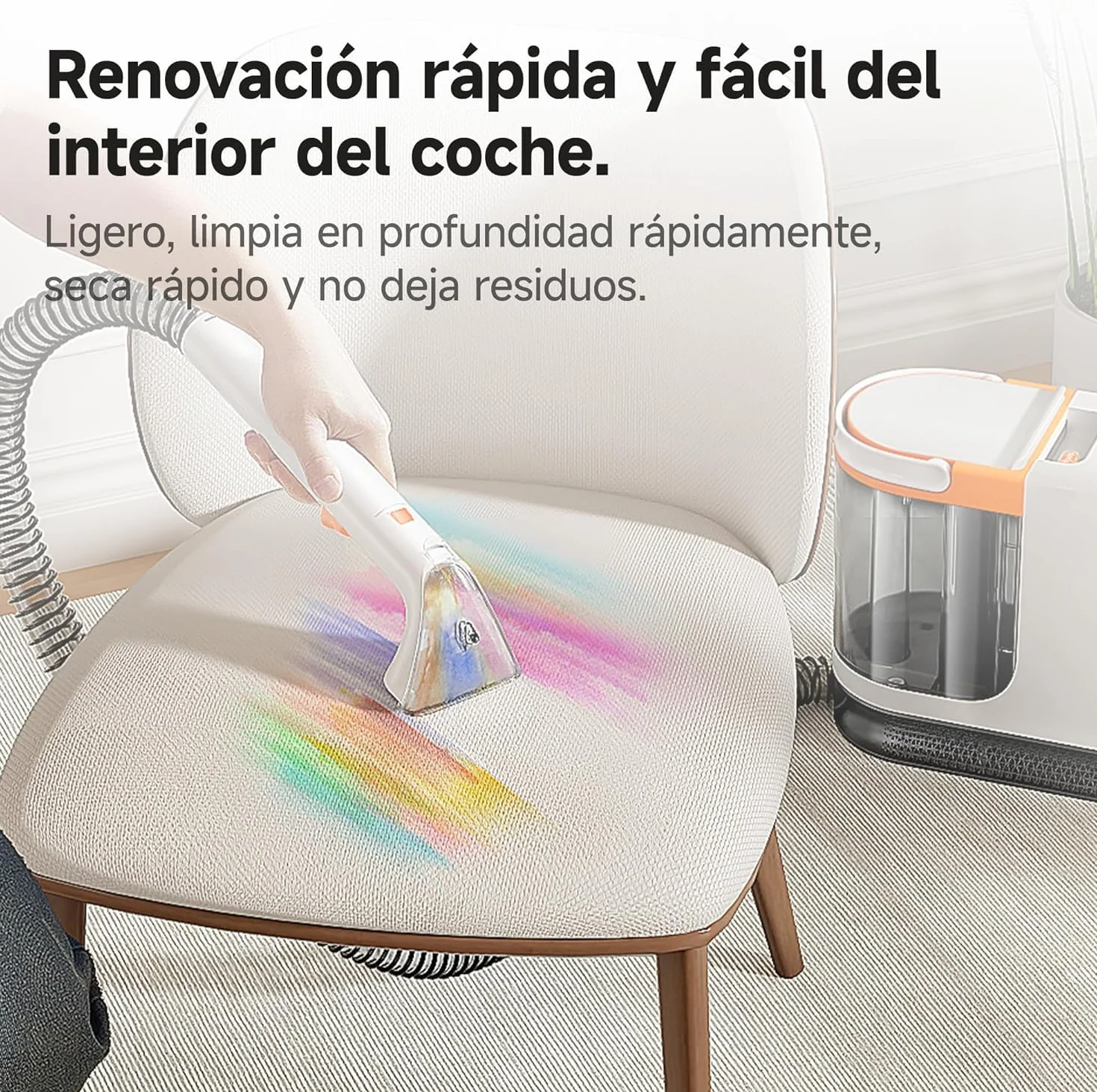 Uwant Limpiador de Tapicerías y Alfombras 18kPa Potente Succión, Máquina Limpiadora Portátil con Autolimpieza, Limpiador de Manchas para Mascotas con Herramientas y Solución, para Sofá, Coche set of 1