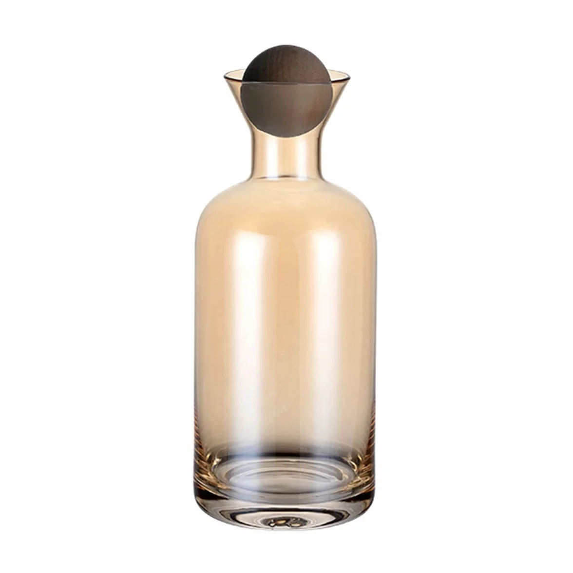 Sizikato Jarra de agua de cristal transparente de 36 onzas con tapa esférica de madera