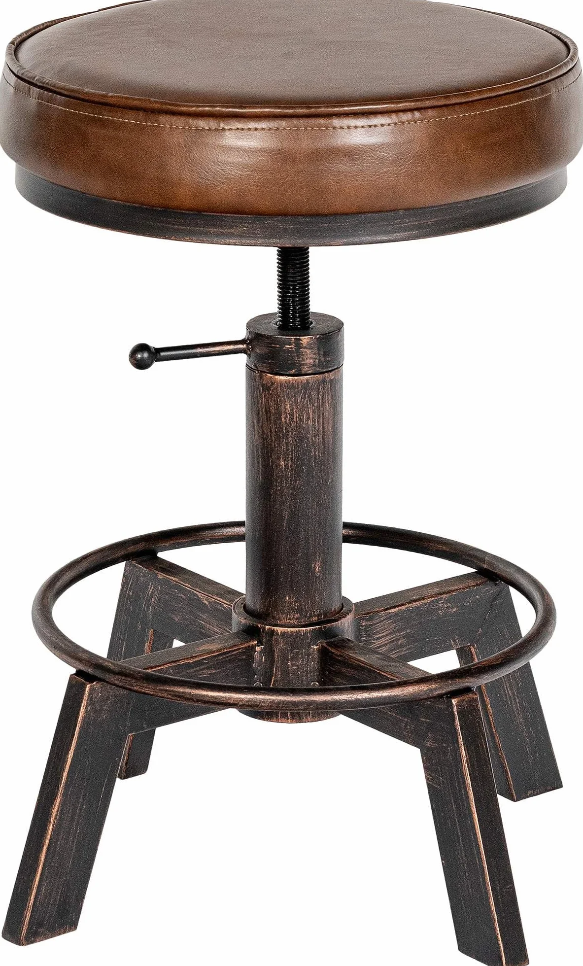 CLP Taburete Destin con Asiento Redondo Acolchado En Polipiel I Silla De Altura Ajustable con Base Metálica, Color:Bronce