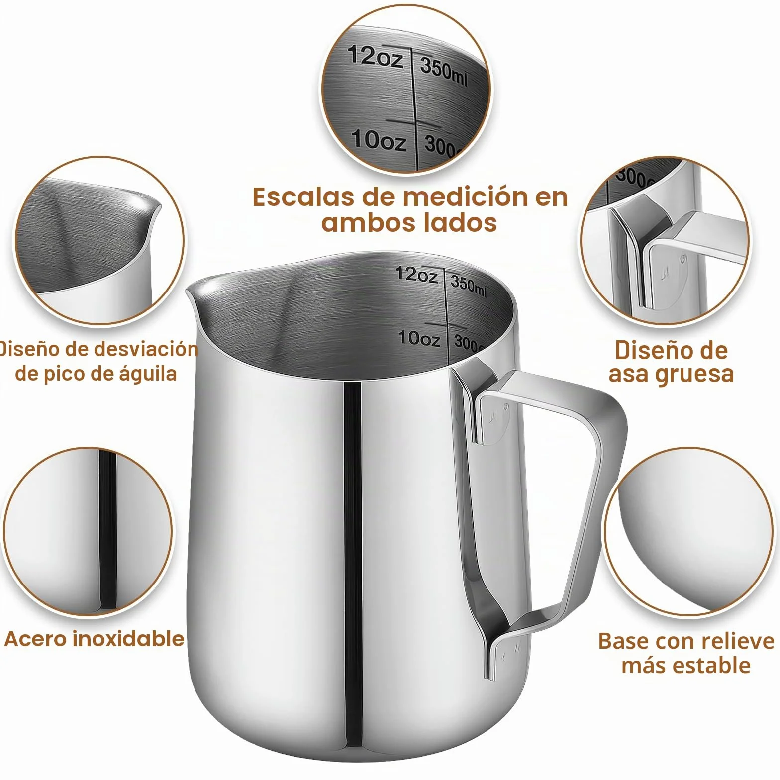ISHEWUDU - Jarra espumadora de leche (300ml/12oz)