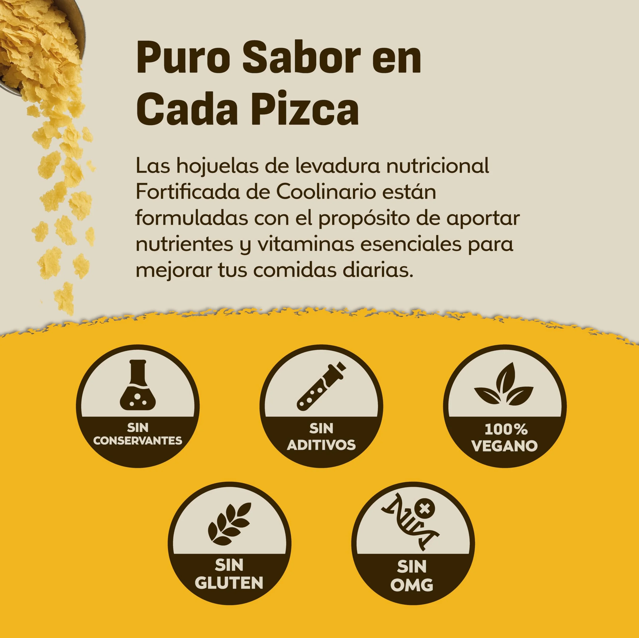 Coolinario Levadura Nutricional Fortificada 56 g Condimento Vegano Sabor Queso Rica B12 Proteína Fibra