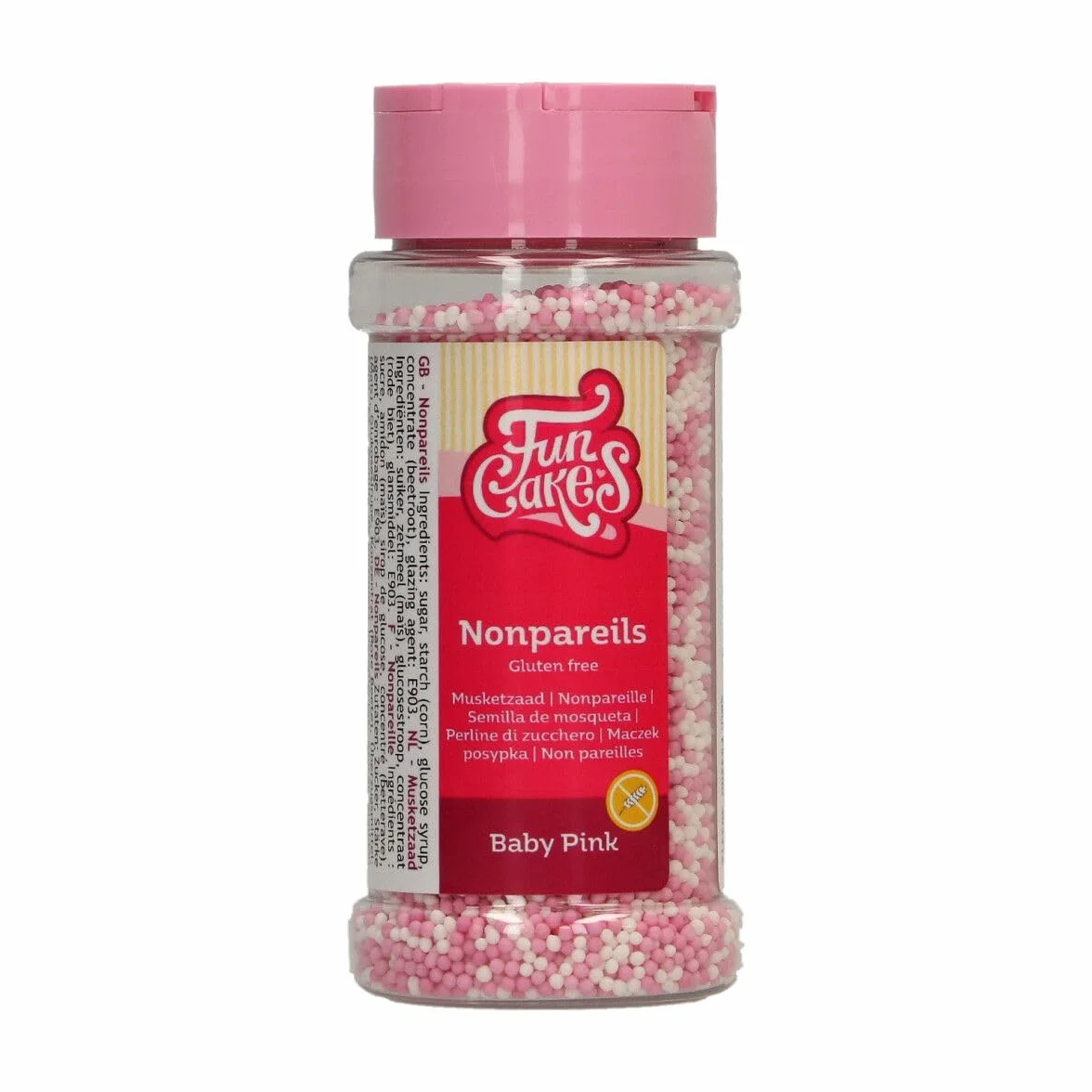 FunCakes Nonpareils Sin Gluten Baby Pink Mix 80 g Sprinkles para Tartas