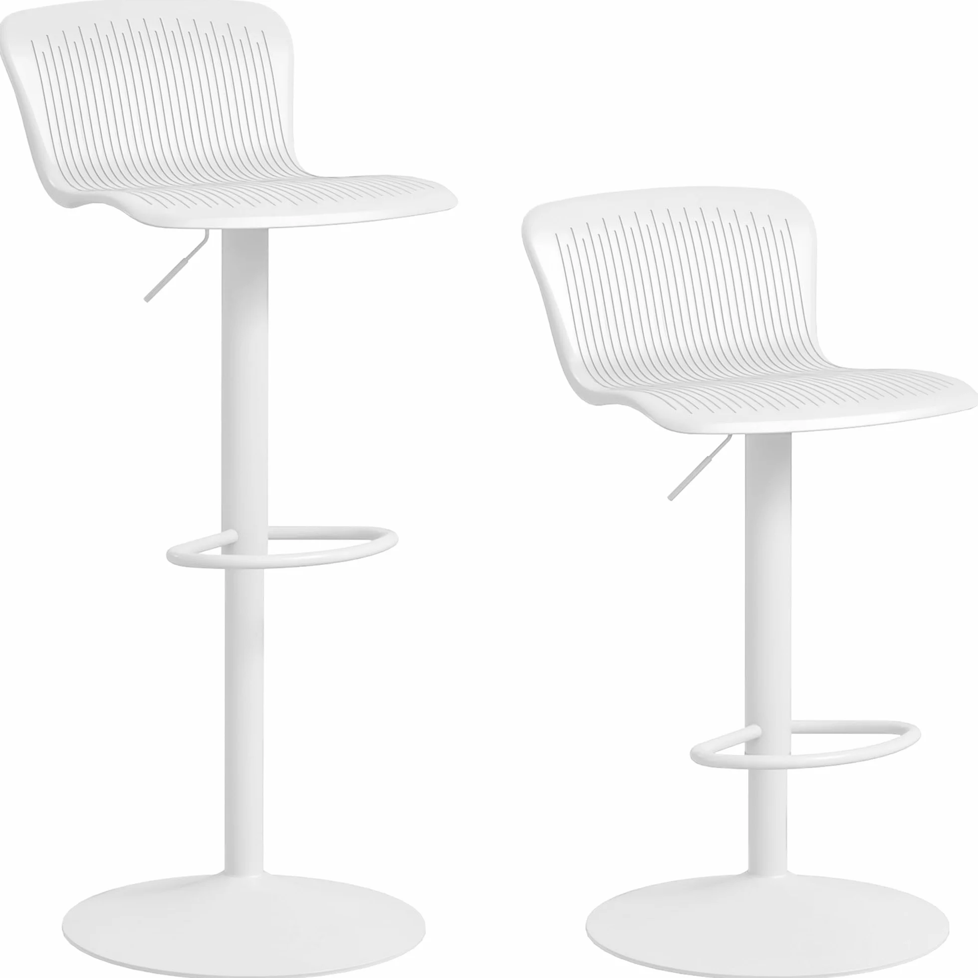 HOMCOM Conjunto de 2 Taburetes Altos de Cocina Sillas Altas Giratorias con Respaldo y Altura Ajustable Carga 120 kg para Bar Salón Comedor Blanco