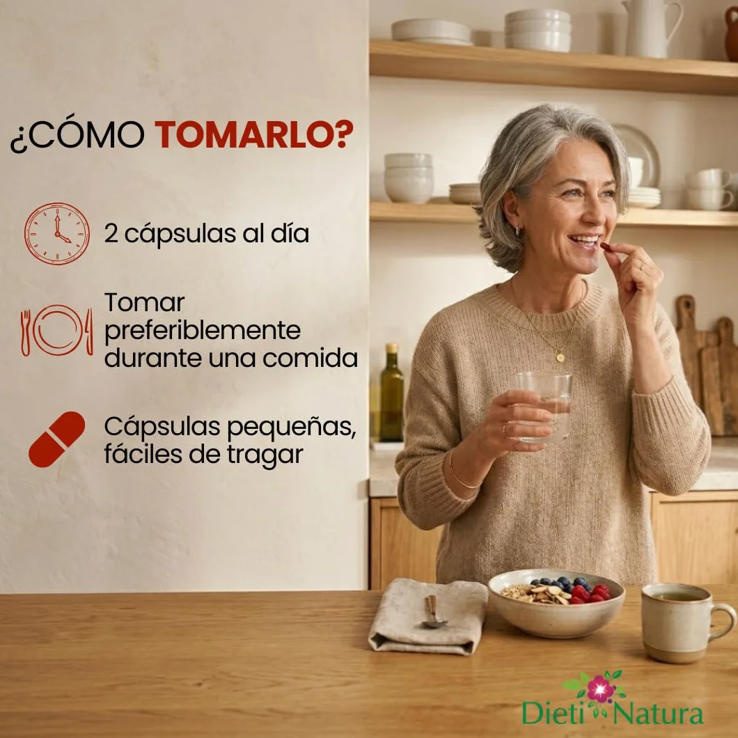 Dieti Natura Levadura de Arroz Rojo 60 Cápsulas 2,9mg Monacolina K para Reducir Colesterol Salud Cardiovascular