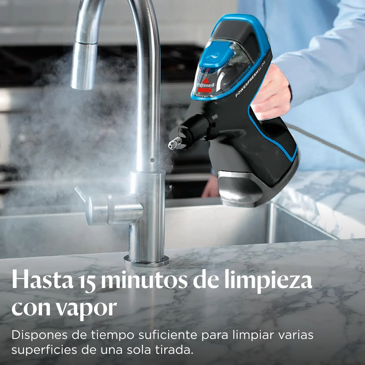 BISSELL PowerFresh Slim Steam, vaporeta 3 en 1, cambia de limpiador de vapor para suelos a limpiador de vapor de mano, vaporizador ligero, multiuso con herramientas, 1600 W, 1,86 kg, 4268N