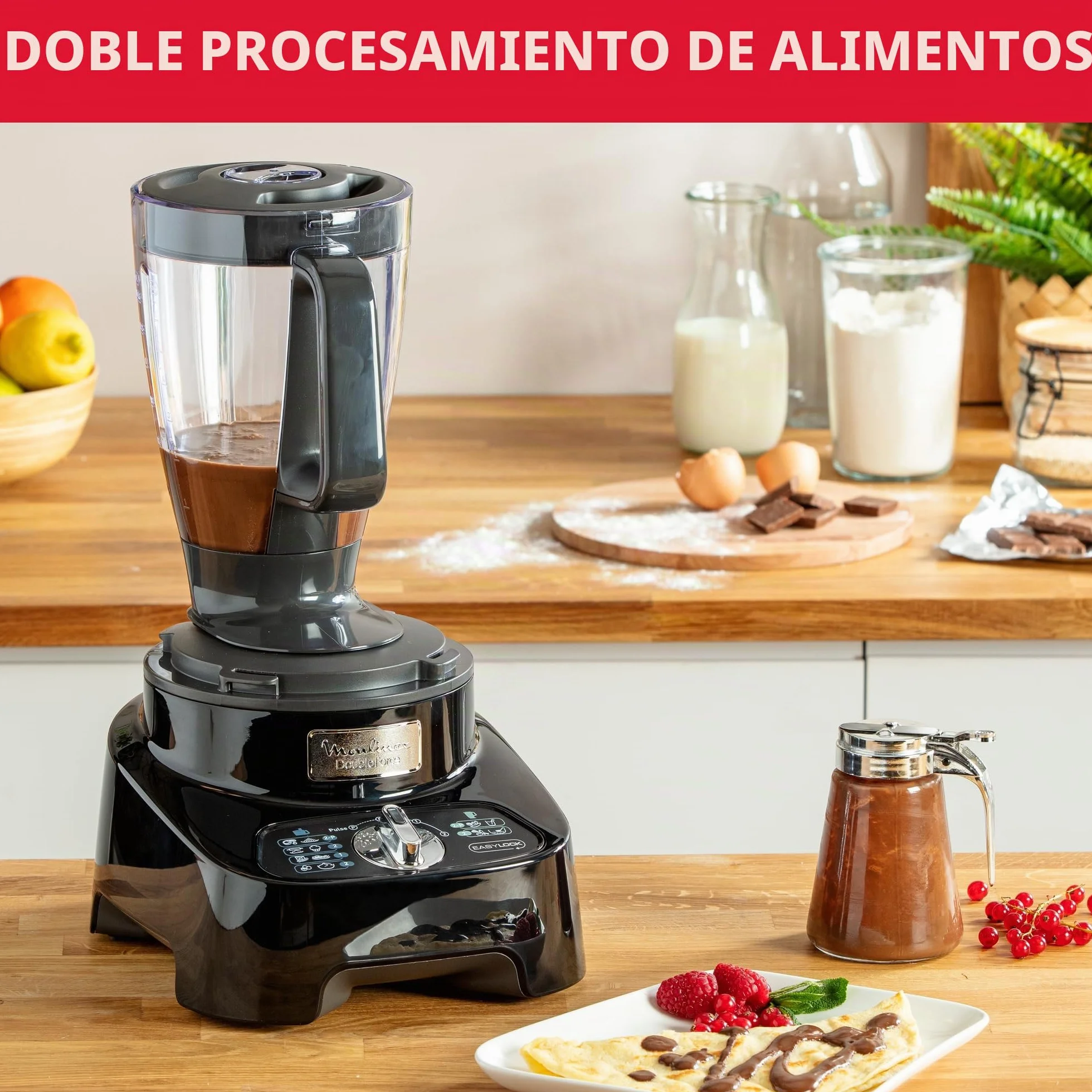 Moulinex Robot Multifonction, 8 accesorios, 6 vitesses, DoubleForce FP821811 - Robot de cocina multifunción, plástico, color negro