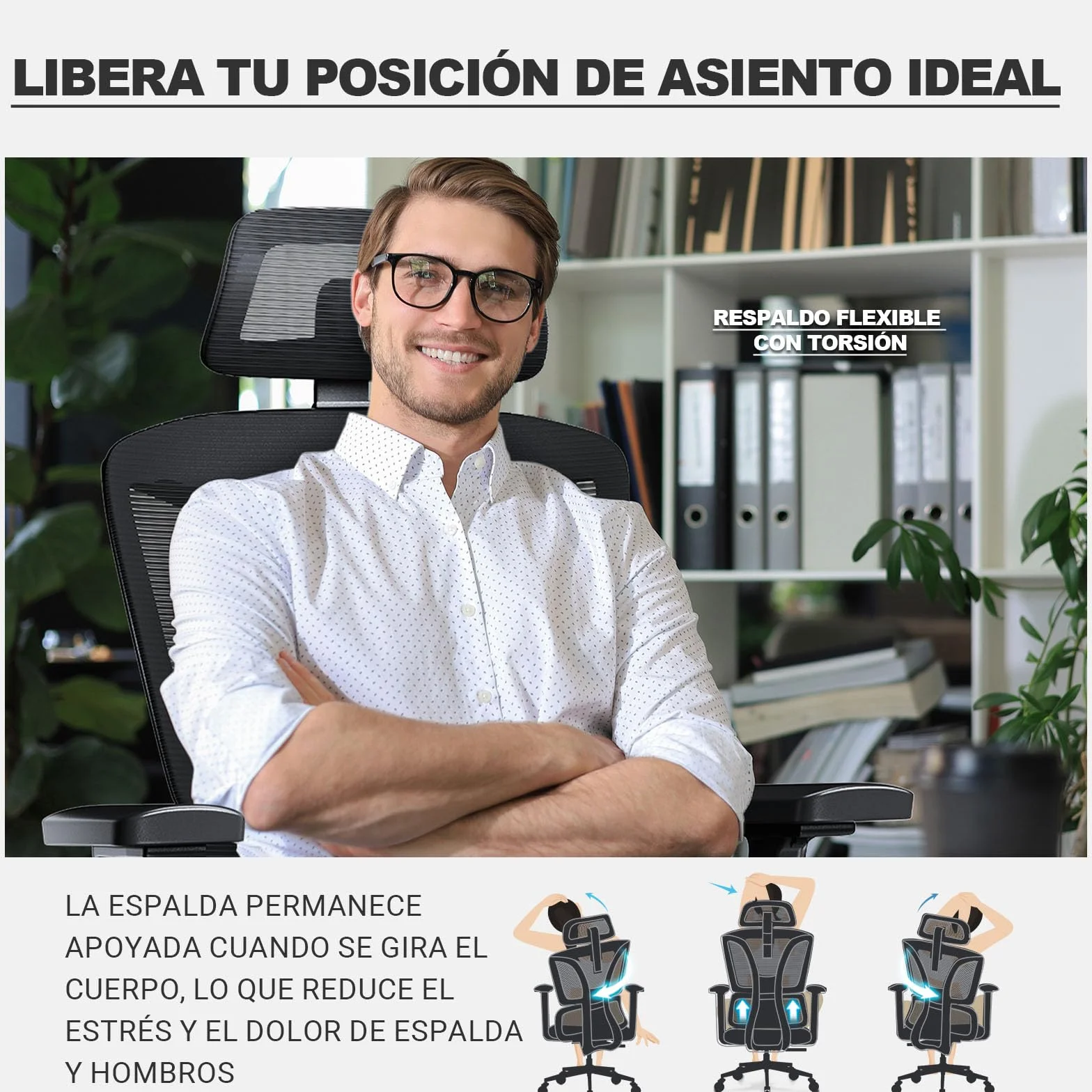 MELOKEA Silla de Oficina Ergonómica, Reposabrazos 4D, Asiento Ajustable, Reposacabezas 3D, Ruedas de Goma, 200KG