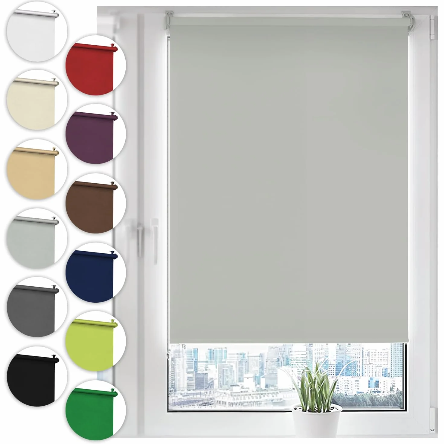 Sonello Persiana Enrollable Blackout 65x210cm Gris Claro sin perforación