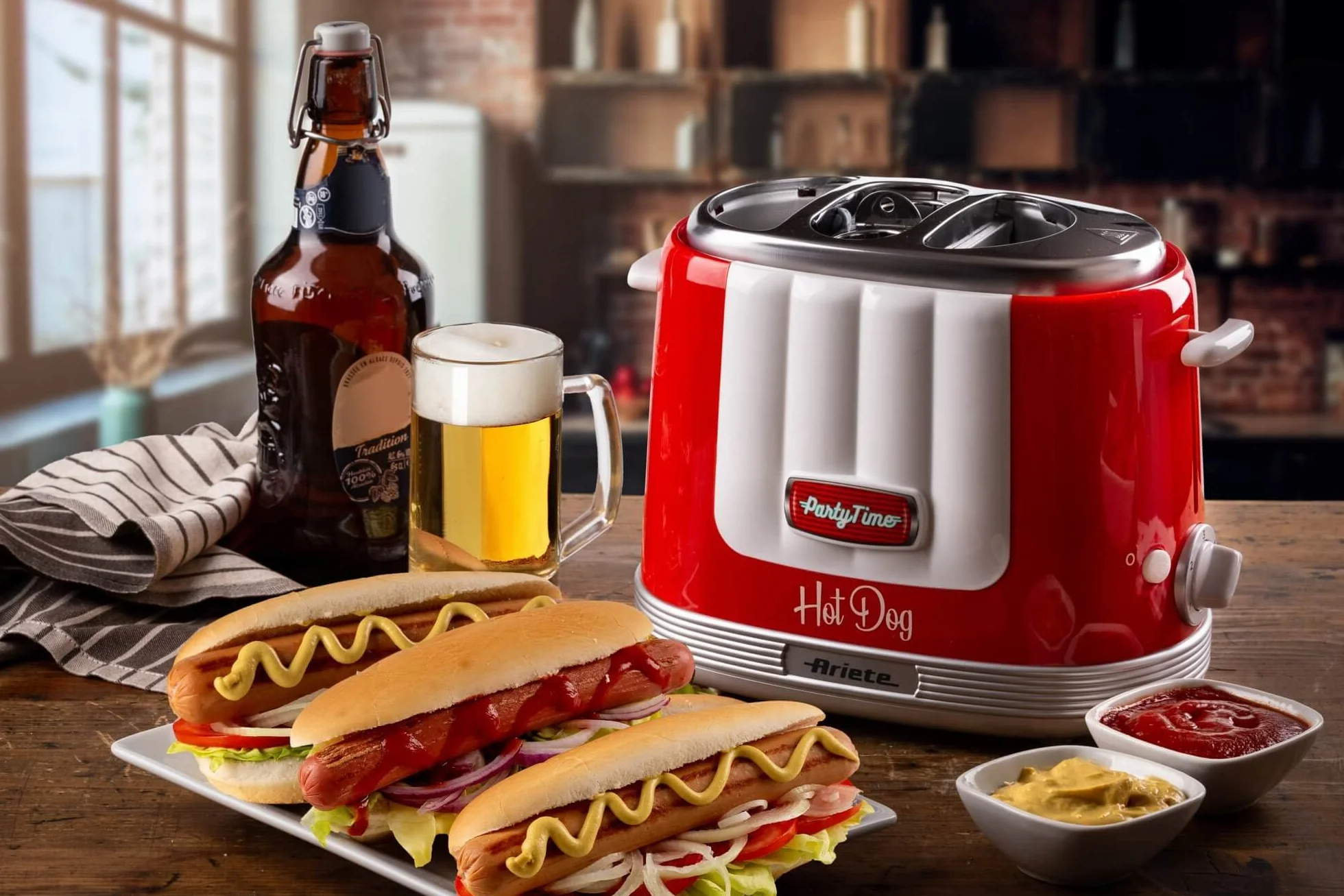 Ariete Hot Dog Maker Party Time 206, Plástico, Rojo