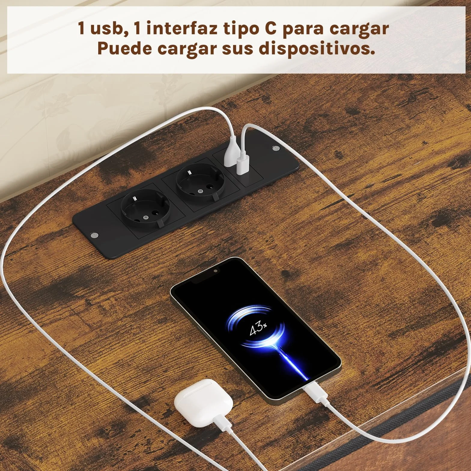 WOLTU Cómoda de 9 Cajones de Tela, Cómoda con Enchufes y Luz LED, 3 Ganchos, Cajonera de Almacenaje para Salon Oficina y Dormitorio, Marco de Metal, 110x30x83,5 cm, Marrón Rústico+Negro