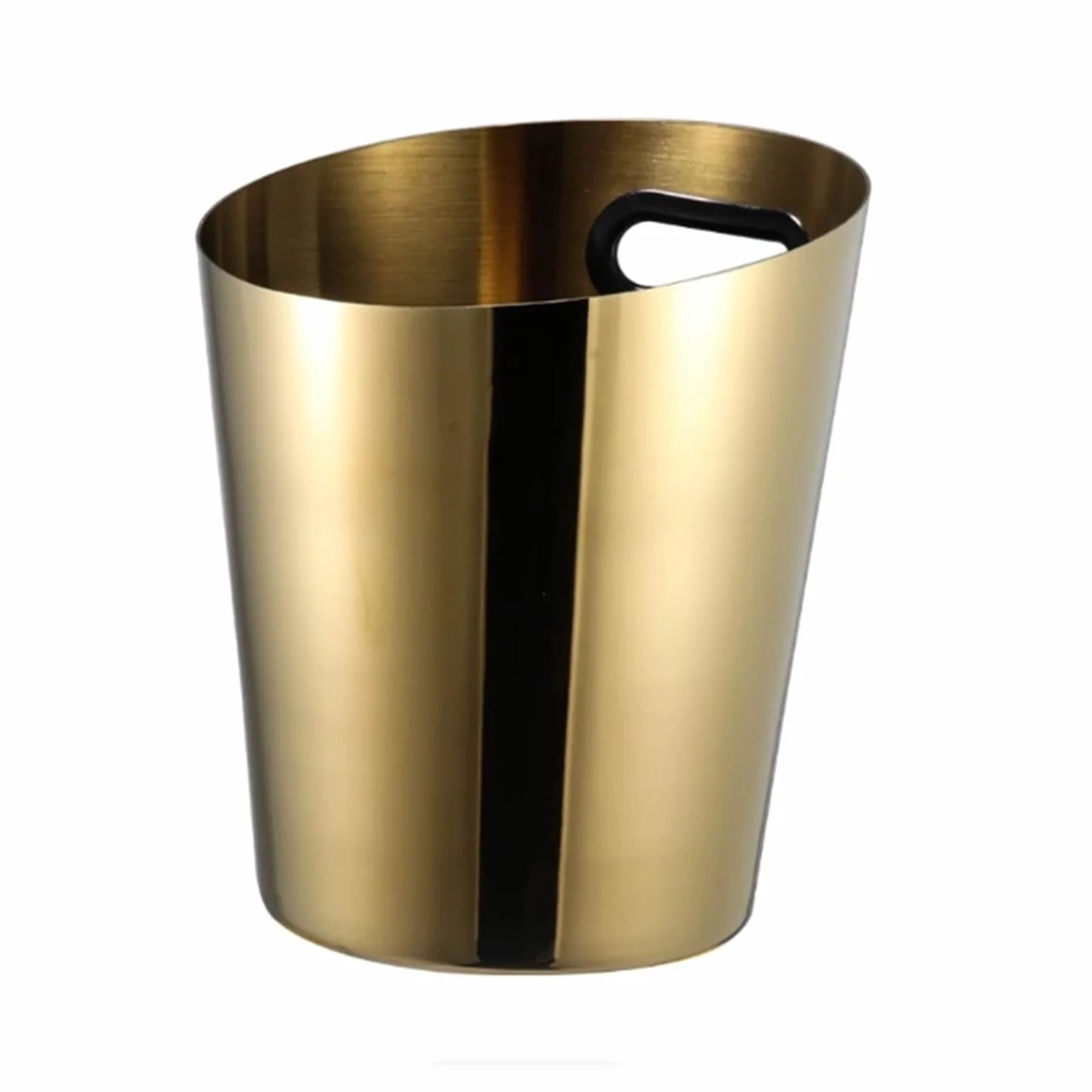 Cubo de Hielo para Bar en casa Cubo de Hielo Acero Inoxidable con Boca en ángulo Gran Capacidad Enfriador de Bebidas y Vino(Gold)