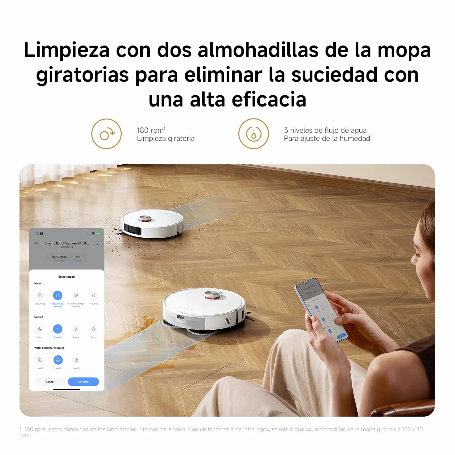 XIAOMI S40 Pro Robot Vacuum Cleaner 15000 Pa Suction Anti-tangle Brushes Auto-lift Mop App & Voice Control
