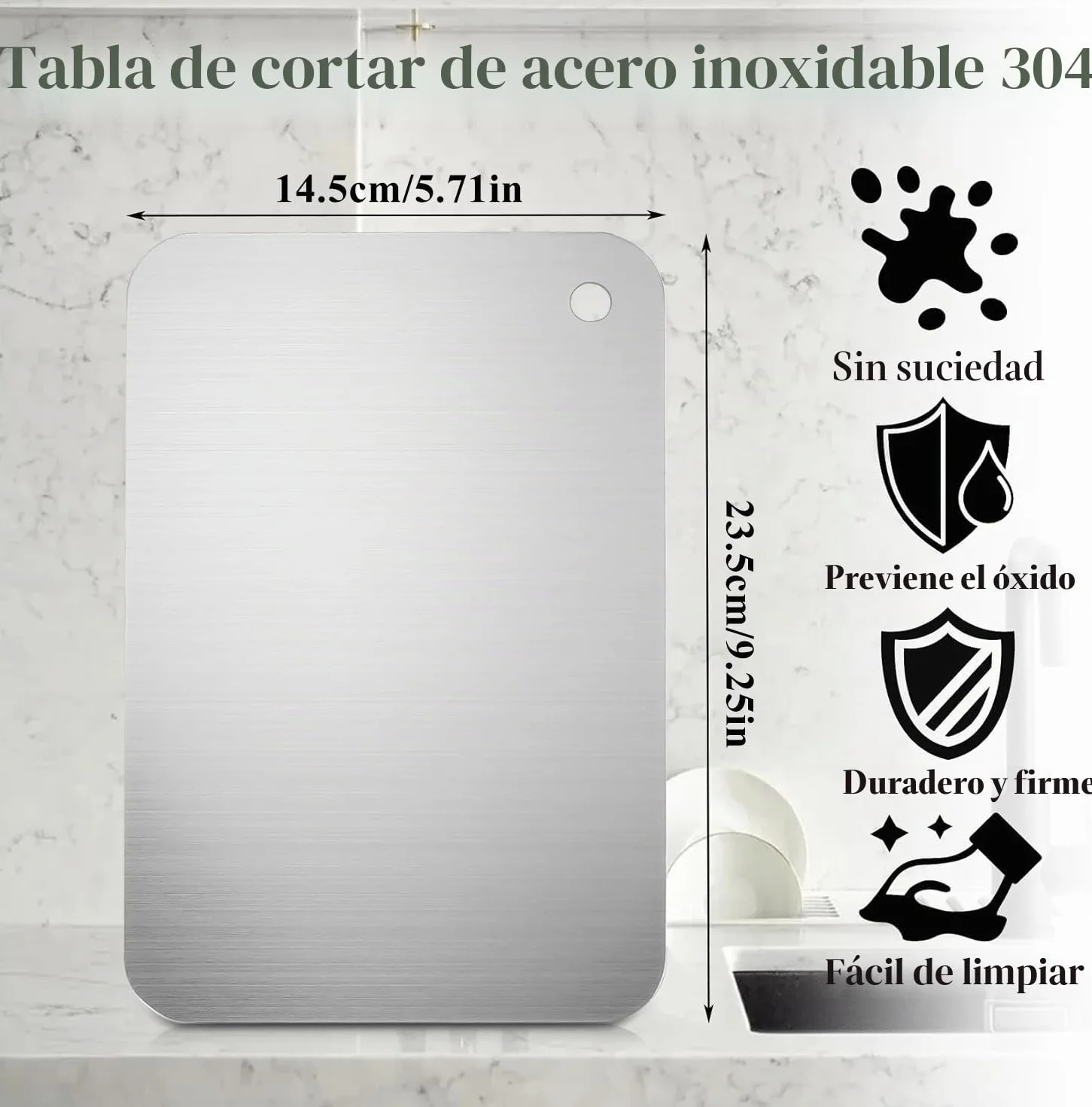 Titanium Cutting Board Doble Cara 23.5x14.5cm para Carne Verduras Frutas