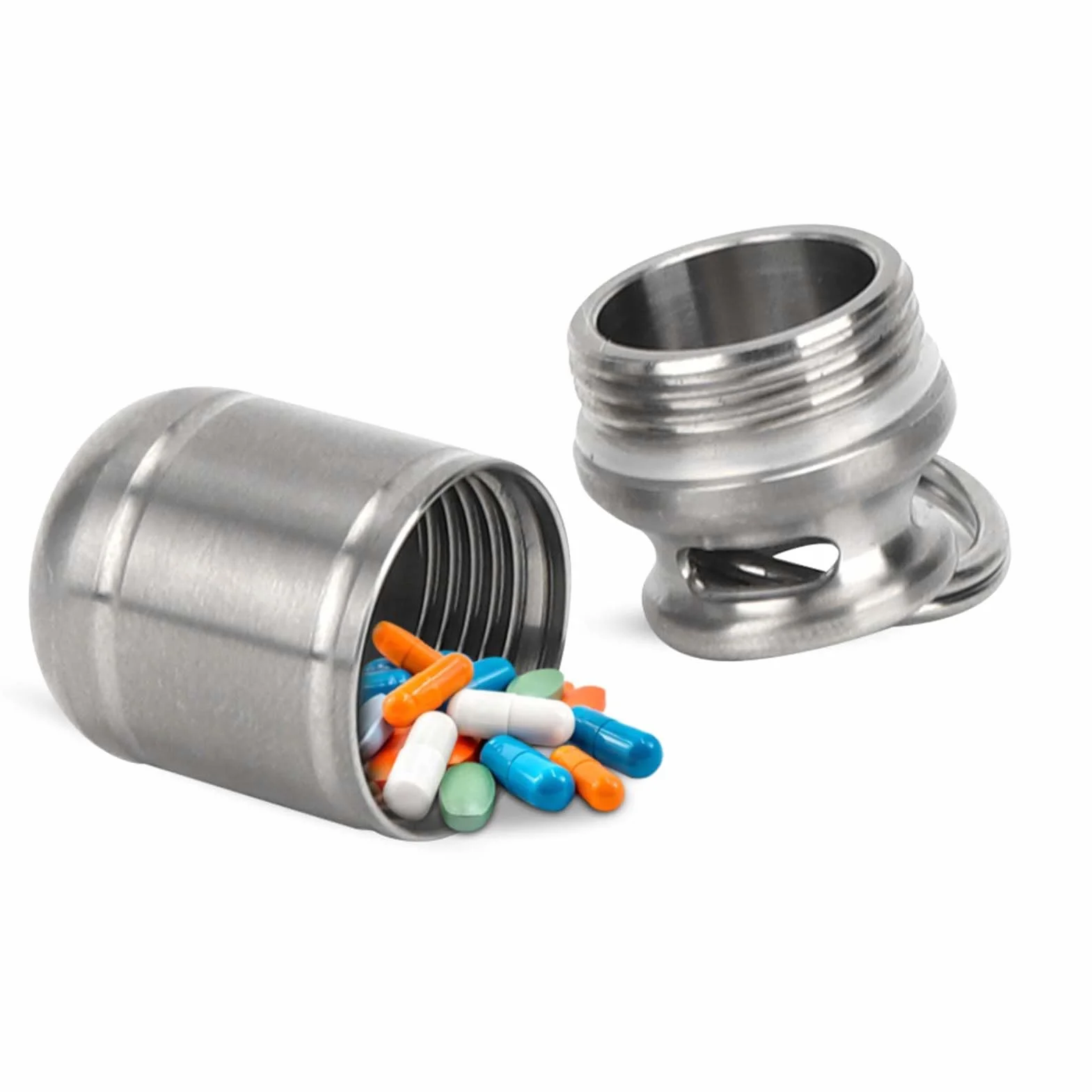 Mini botella de almacenamiento de pastillas impermeable, soporte de aleación para medicamentos portátil, organizador para acampar