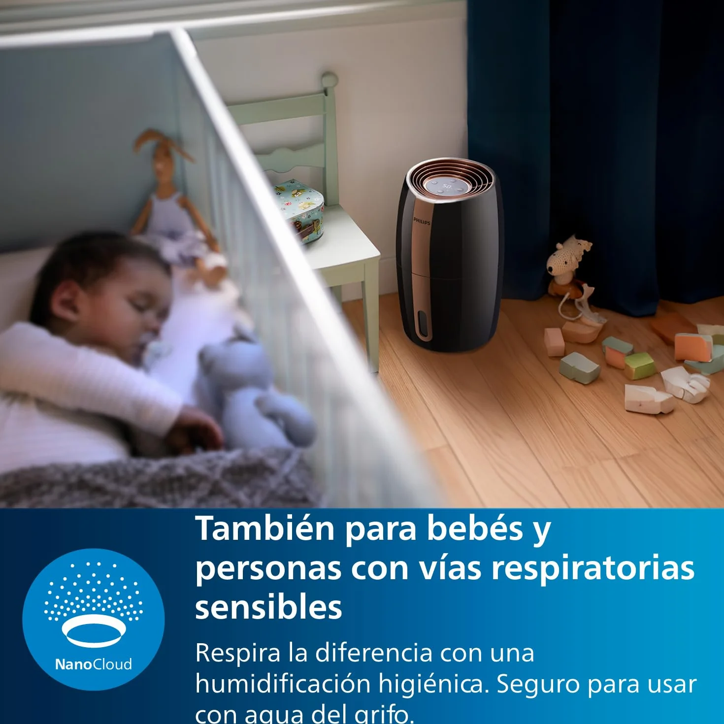 Philips Serie 2000 NanoCloud Humidificador 200 ml/h 2L Ultra silencioso 33 dB Negro HU2718/10